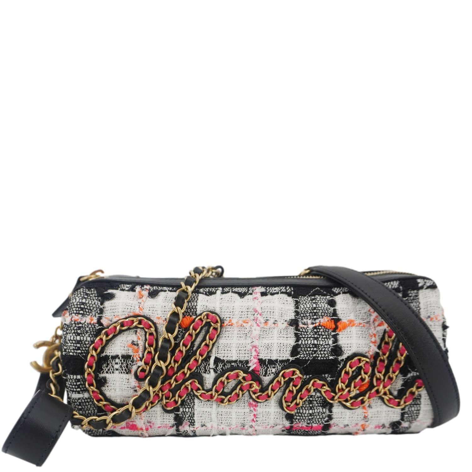 CHANEL Tweed Calfskin Signe Bowling Shoulder Bag Multicolor - Image 4