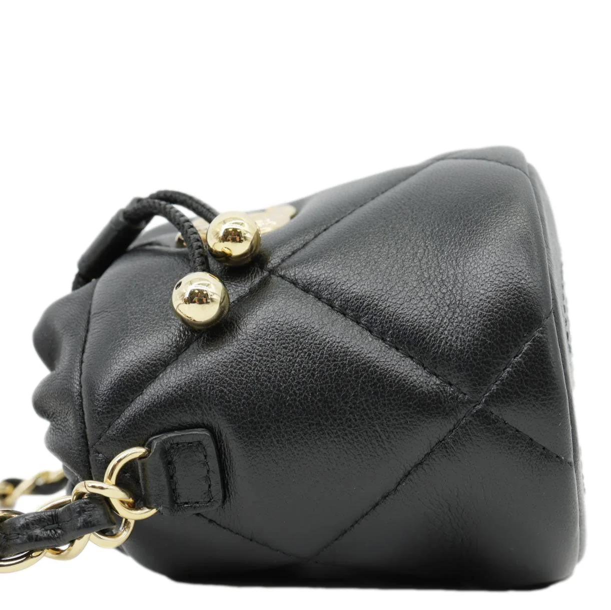CHANEL Twist Your Buttons Quilted Calfskin Leather Drawstring Bucket Bag Black - Image 10