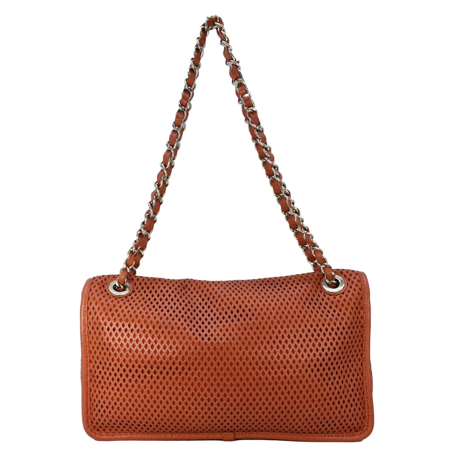 CHANEL Up in the Air Classic Flap Perforated Calfskin Shoulder Bag Orange - Image 5