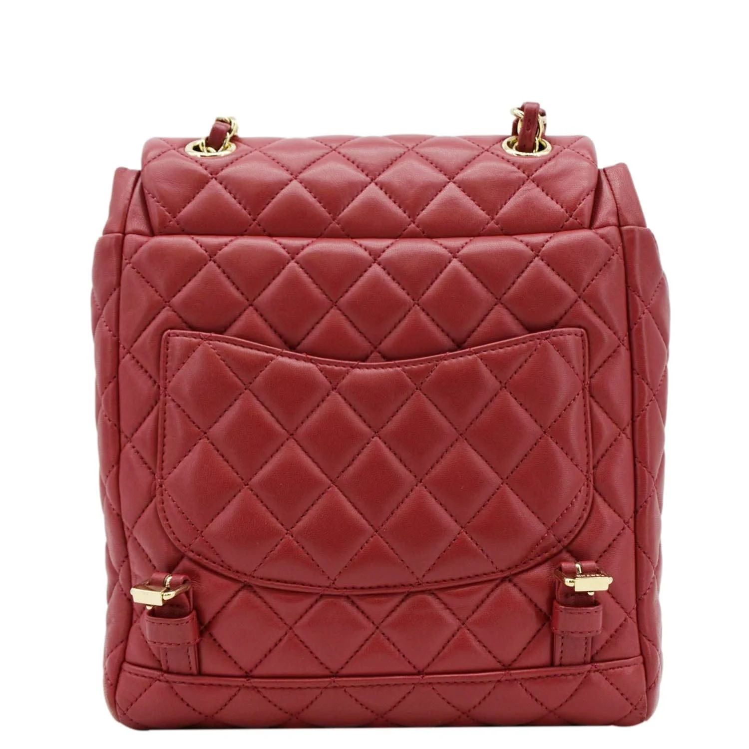 CHANEL Urban Spirit Quilted Leather Backpack Bag Red - Image 4