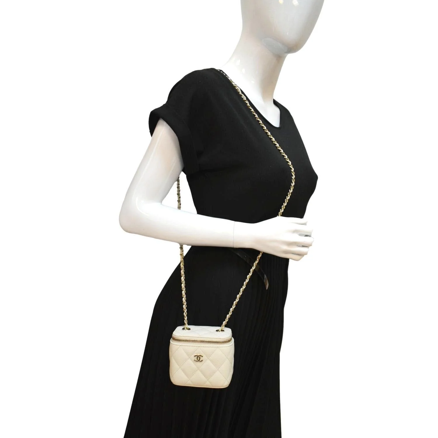 CHANEL Vanity Case Quilted Leather Crossbody Bag White - Image 2