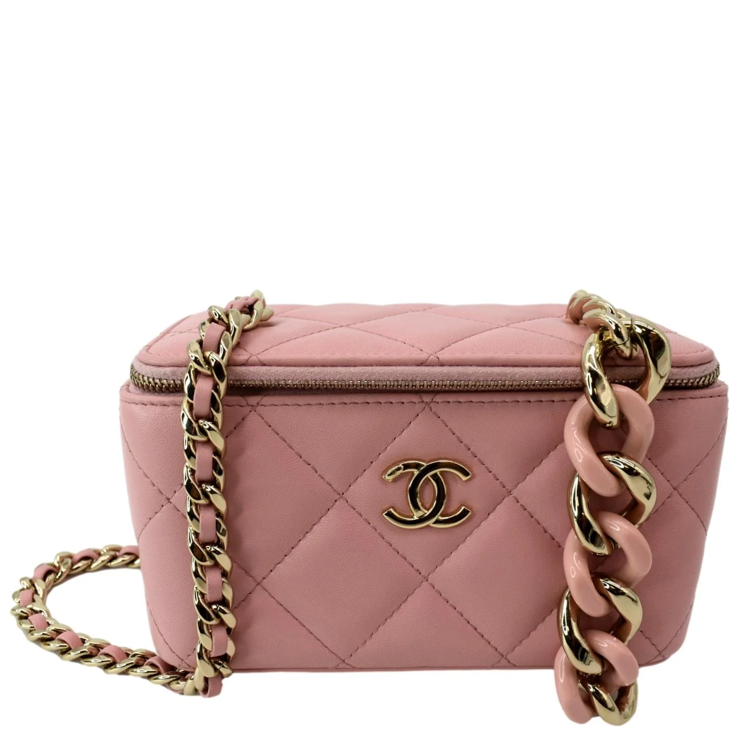 CHANEL Vanity Case Quilted Leather Shoulder Bag Pink - Image 3