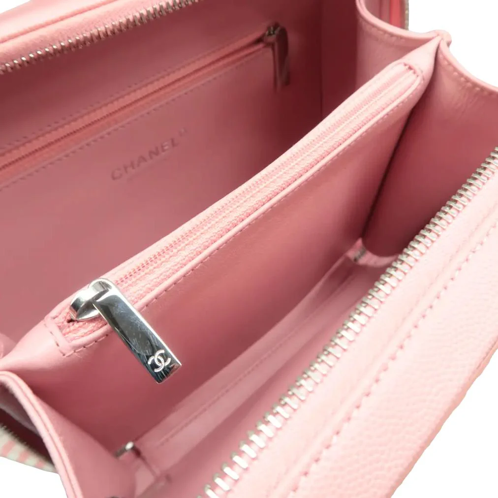 CHANEL Vanity Case Filigree CC Medium Caviar Quilted Shoulder Bag Pink - Image 7