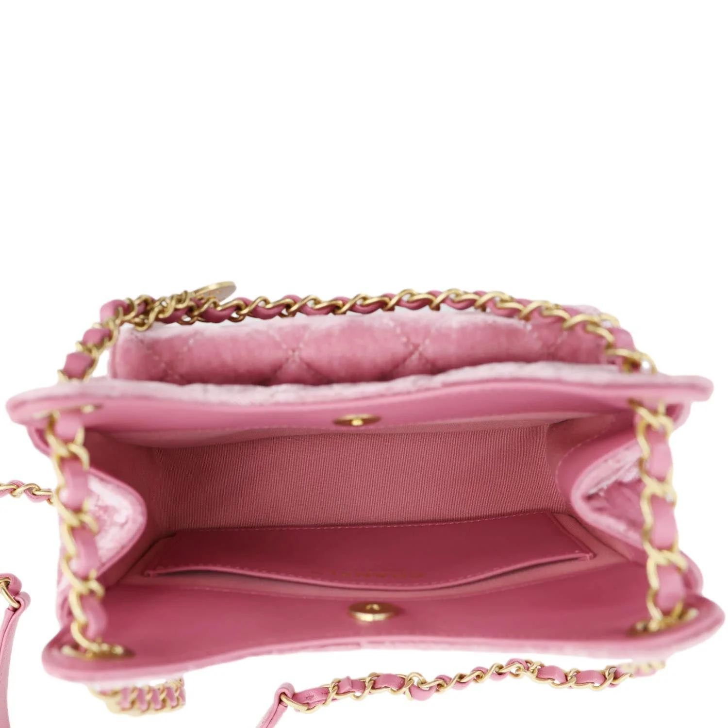 CHANEL Wavy CC Small Velvet Hobo Bag Pink - Image 11