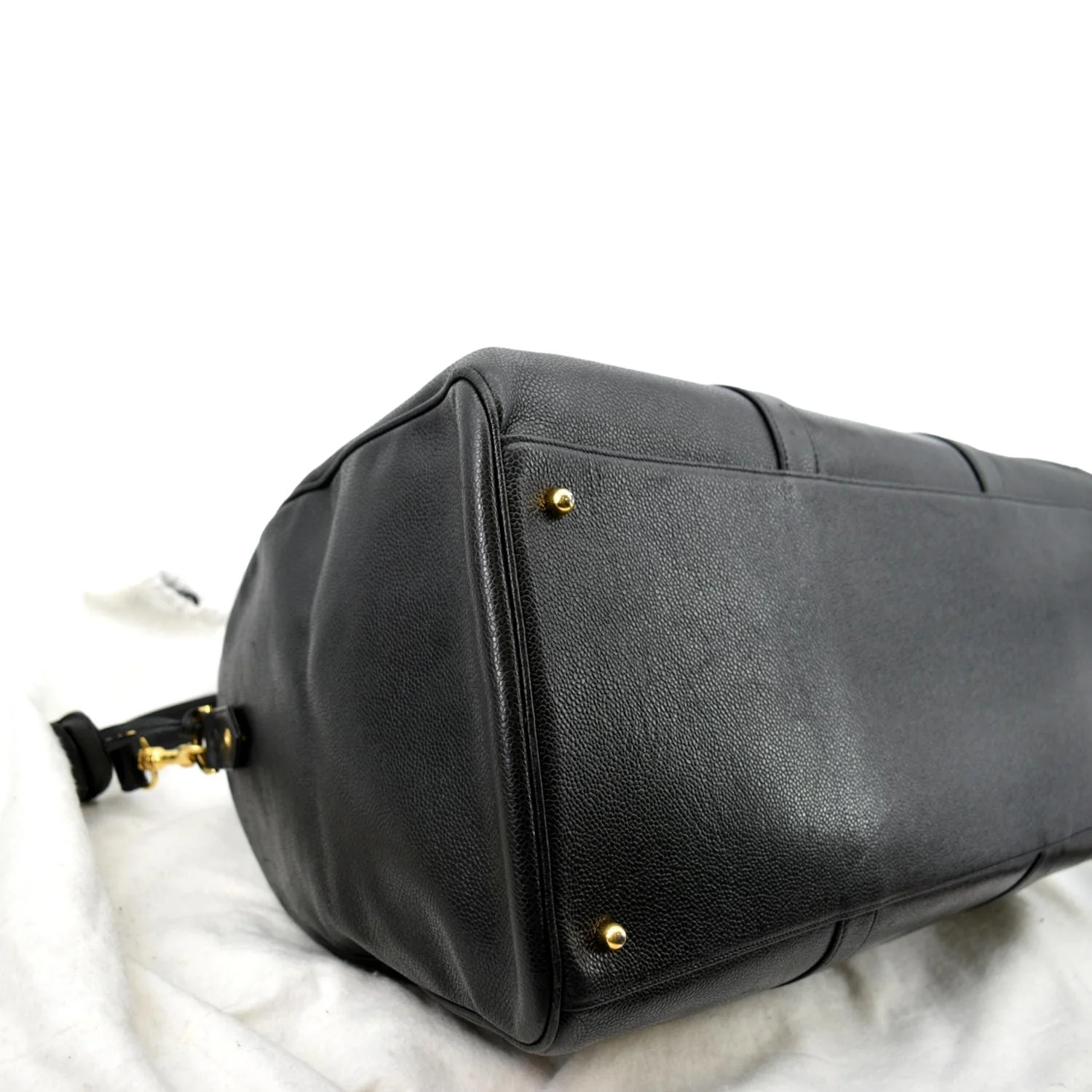 CHANEL Vintage Leather Boston Shoulder Bag Black - Image 8