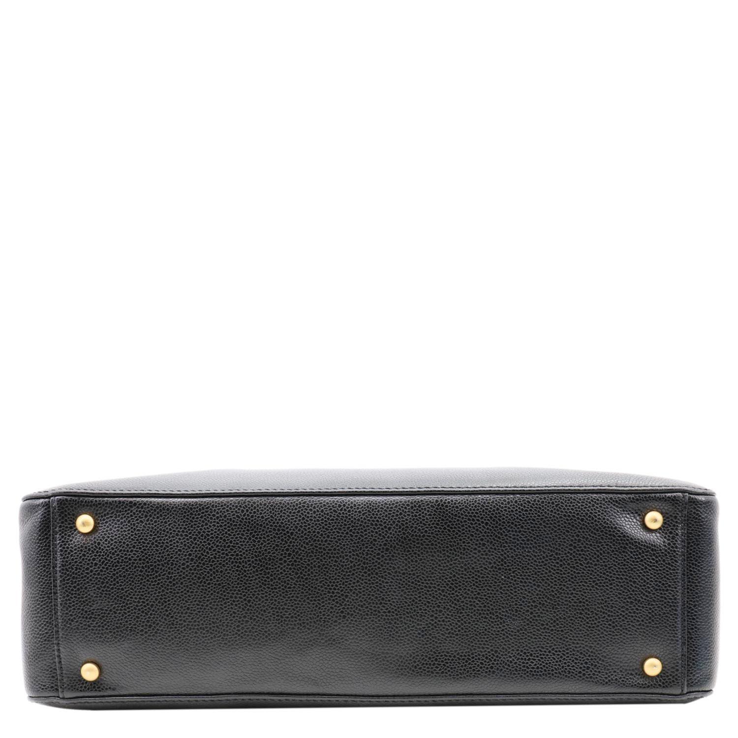 CHANEL Vintage Grained Leather Shoulder Bag Tote Bag Black - Image 10