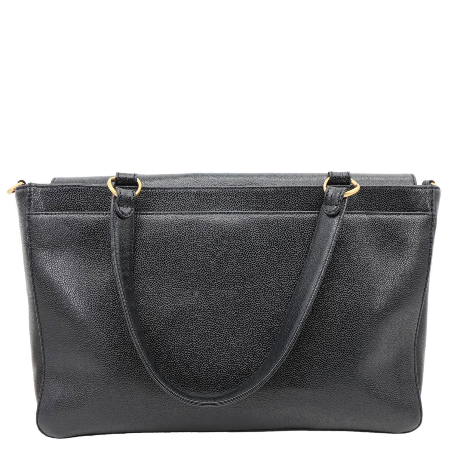 CHANEL Vintage Grained Leather Shoulder Bag Tote Bag Black - Image 4
