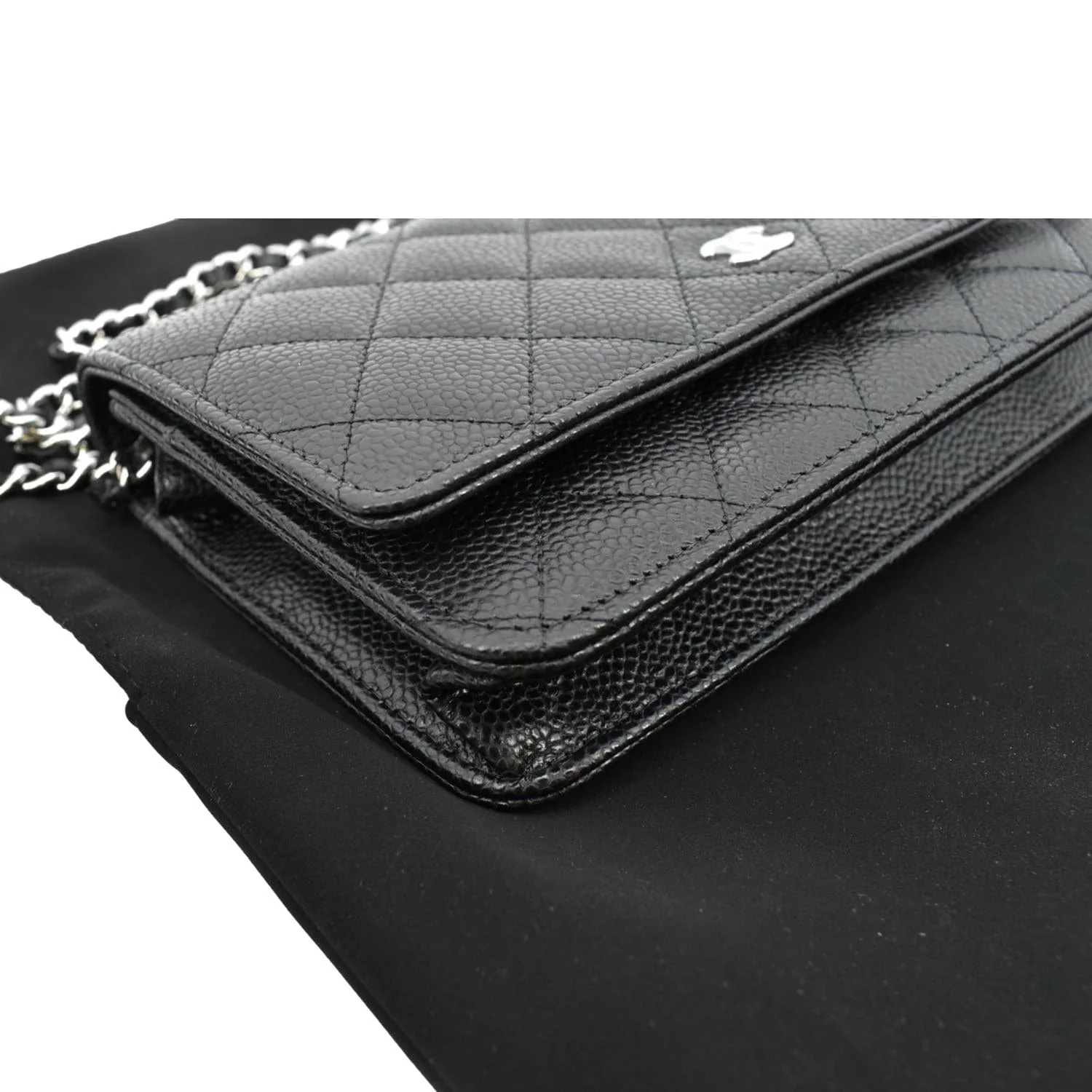 CHANEL Wallet On Chain Quilted Leather Crossbody Bag Black - Image 8