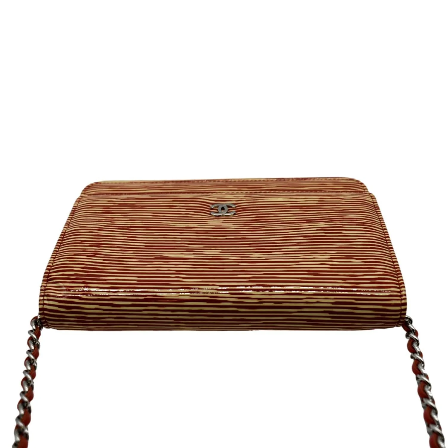 CHANEL CC WOC Leather Wallet On Chain Crossbody Bag Red - Image 3