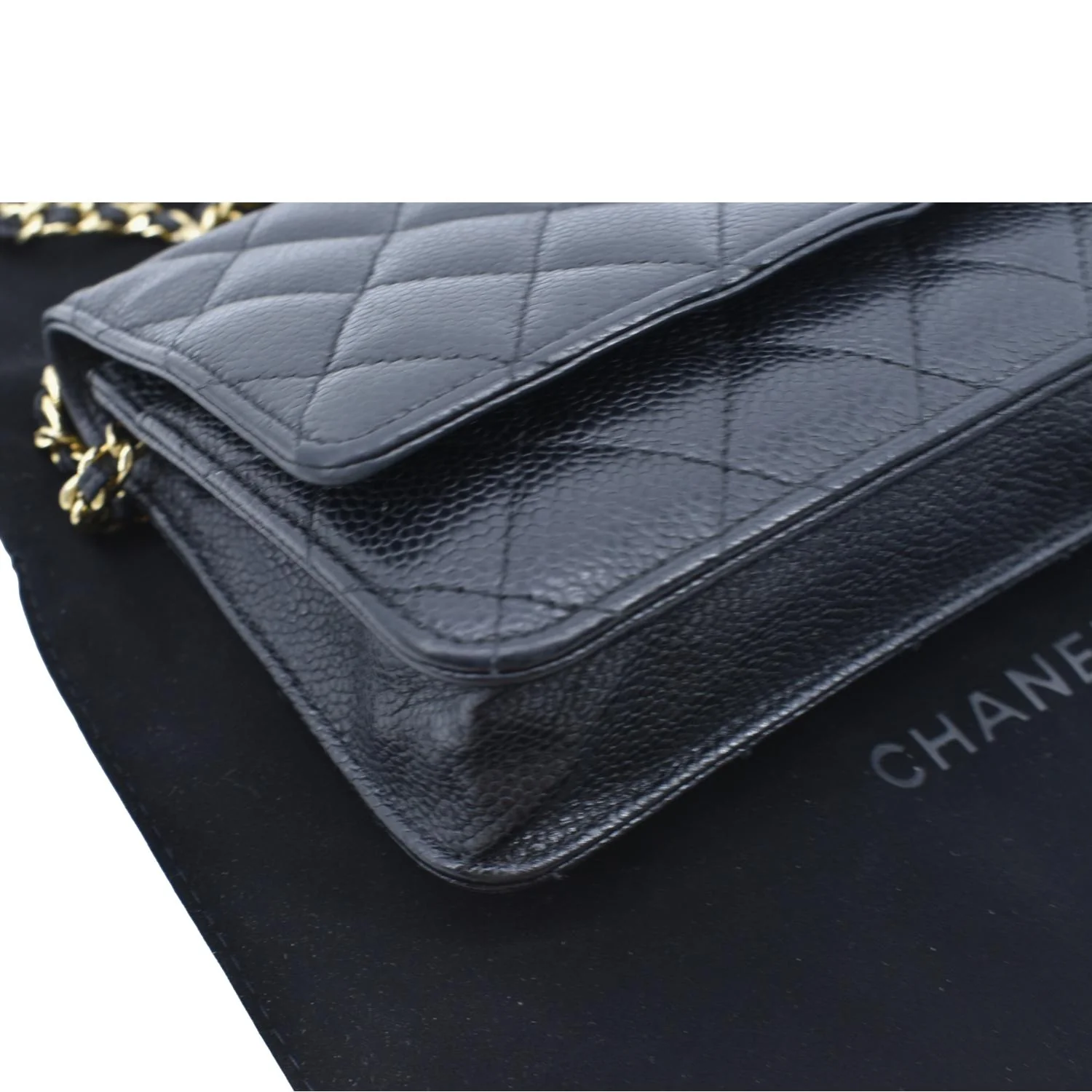 CHANEL Boy Woc Caviar Leather Wallet On Chain Clutch Bag Black - Image 9