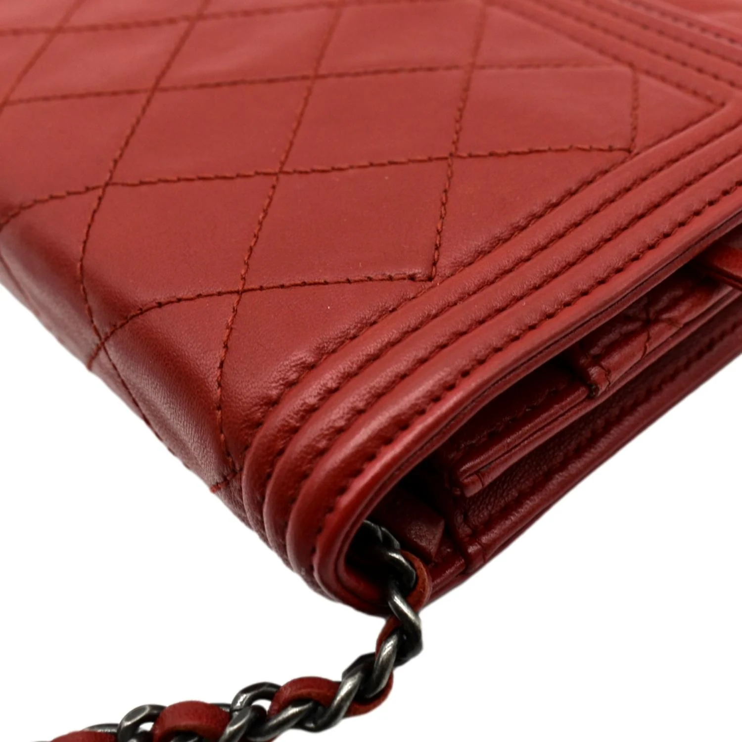 CHANEL WOC Quilted Calfskin Leather Crossbody Wallet Red - Image 6