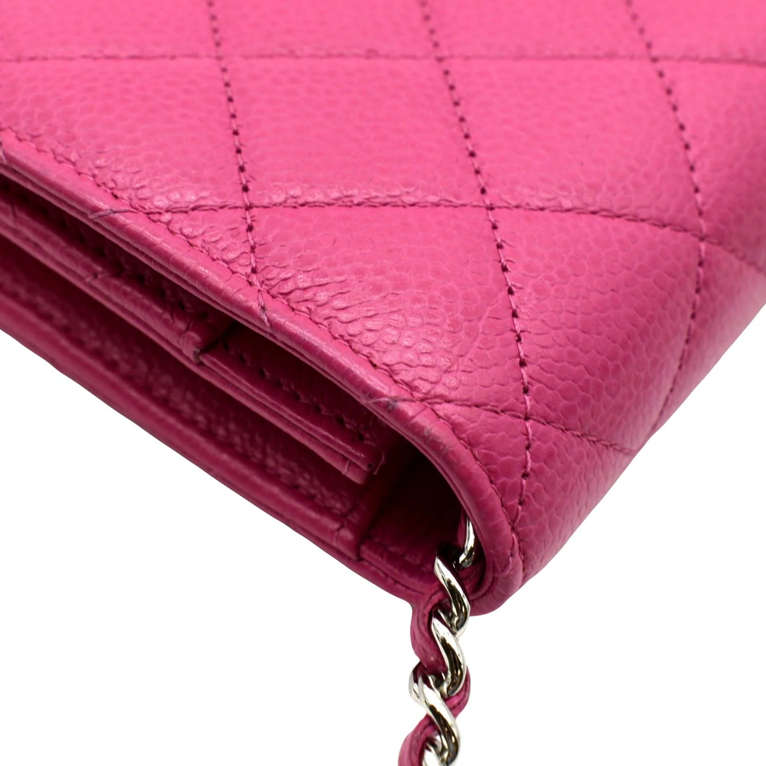 CHANEL WOC Quilted Caviar Leather Crossbody Wallet Pink - Image 6