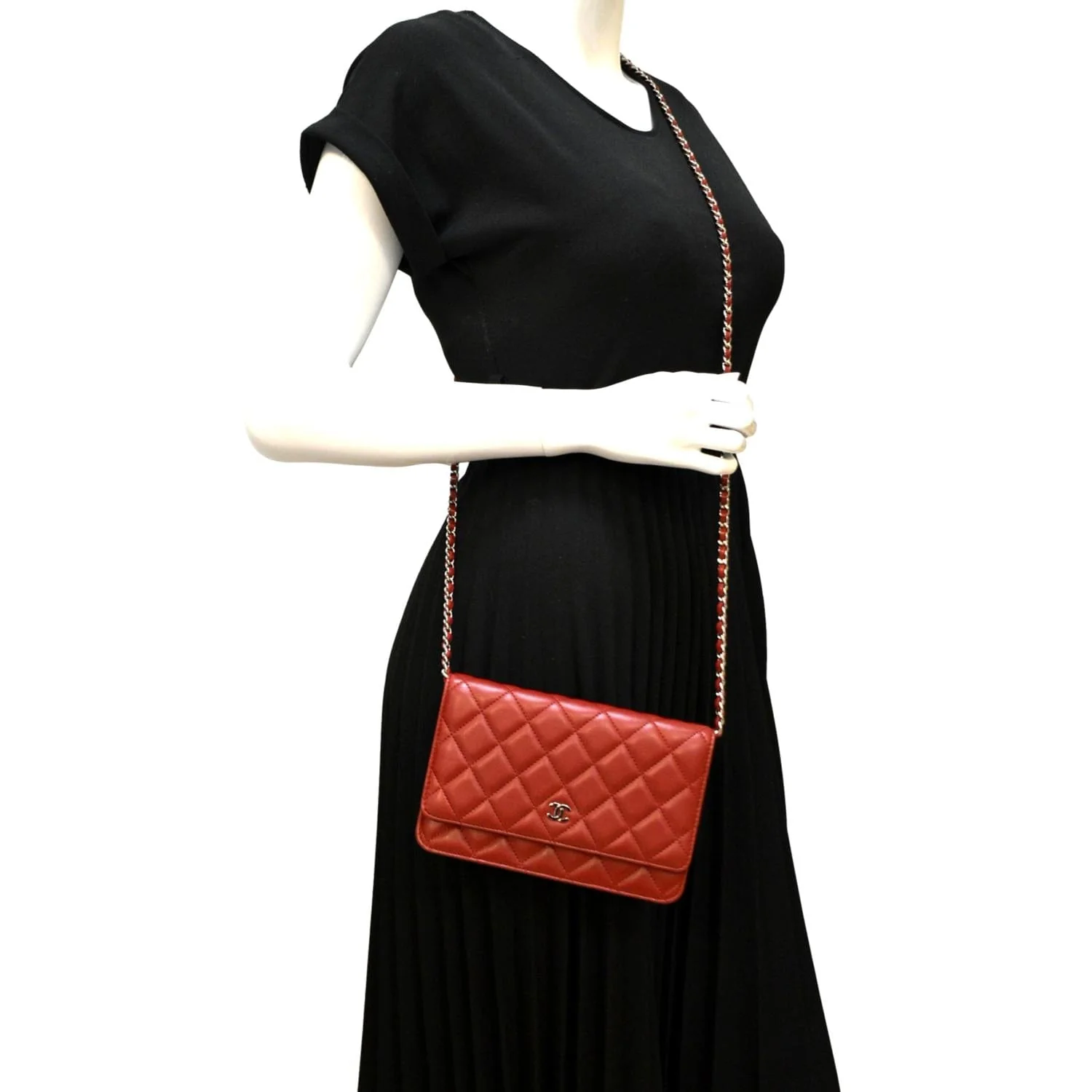 CHANEL WOC Quilted Leather Crossbody Wallet Red - Image 2