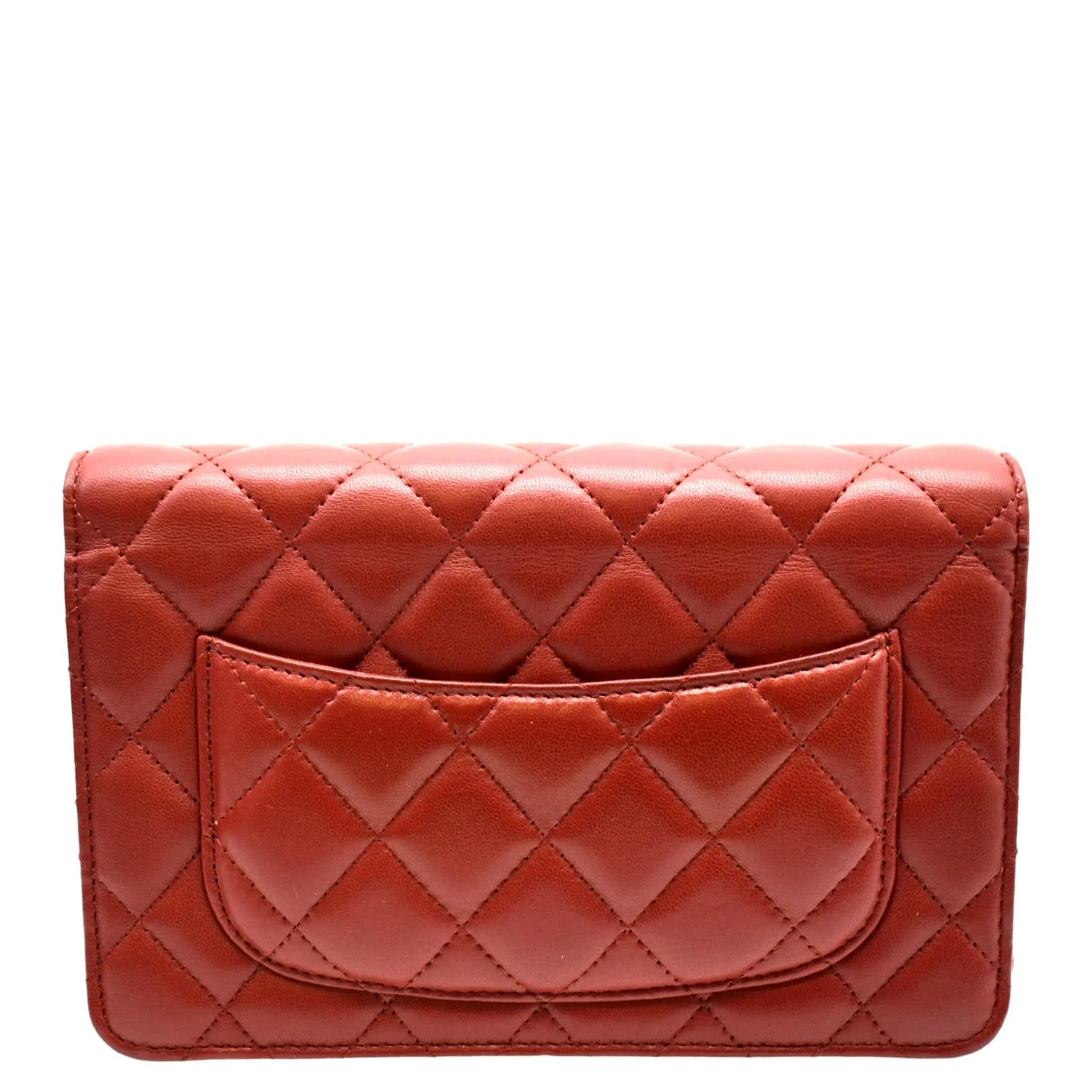 CHANEL WOC Quilted Leather Crossbody Wallet Red - Image 3