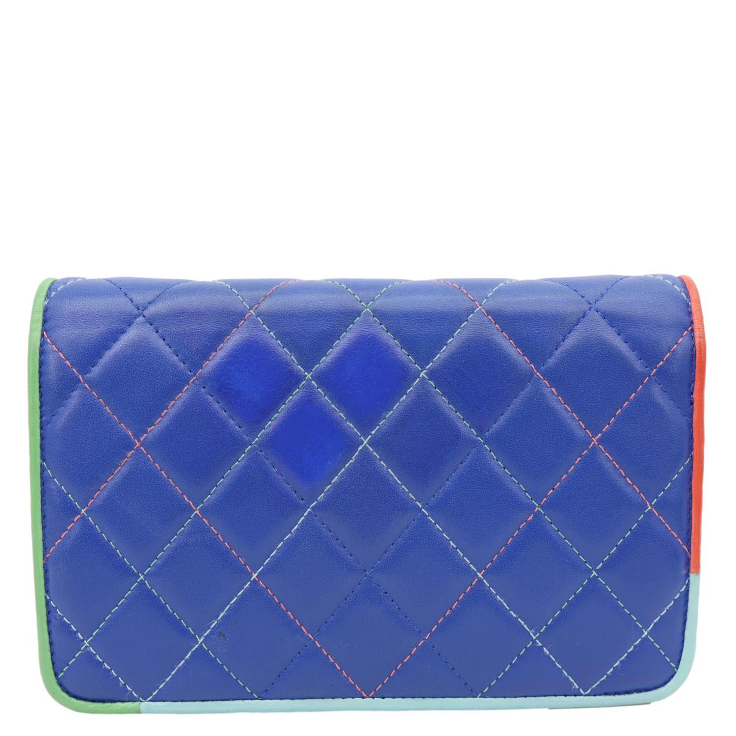 CHANEL Quilted Leather Wallet On Chain Blue - Image 4