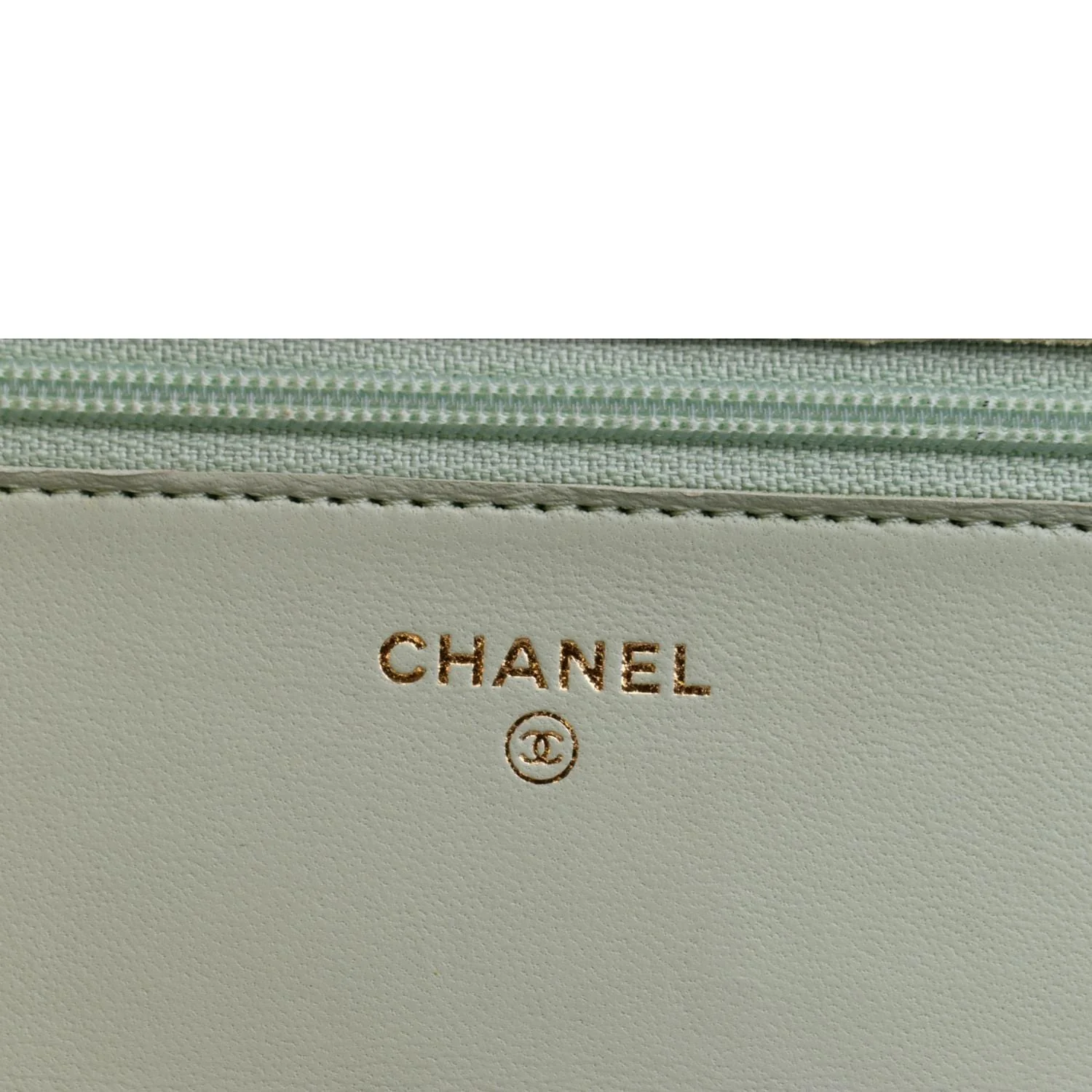 CHANEL CC Pearl Crush Lambskin Leather Wallet On Chain Crossbody Bag Light Green - Image 13