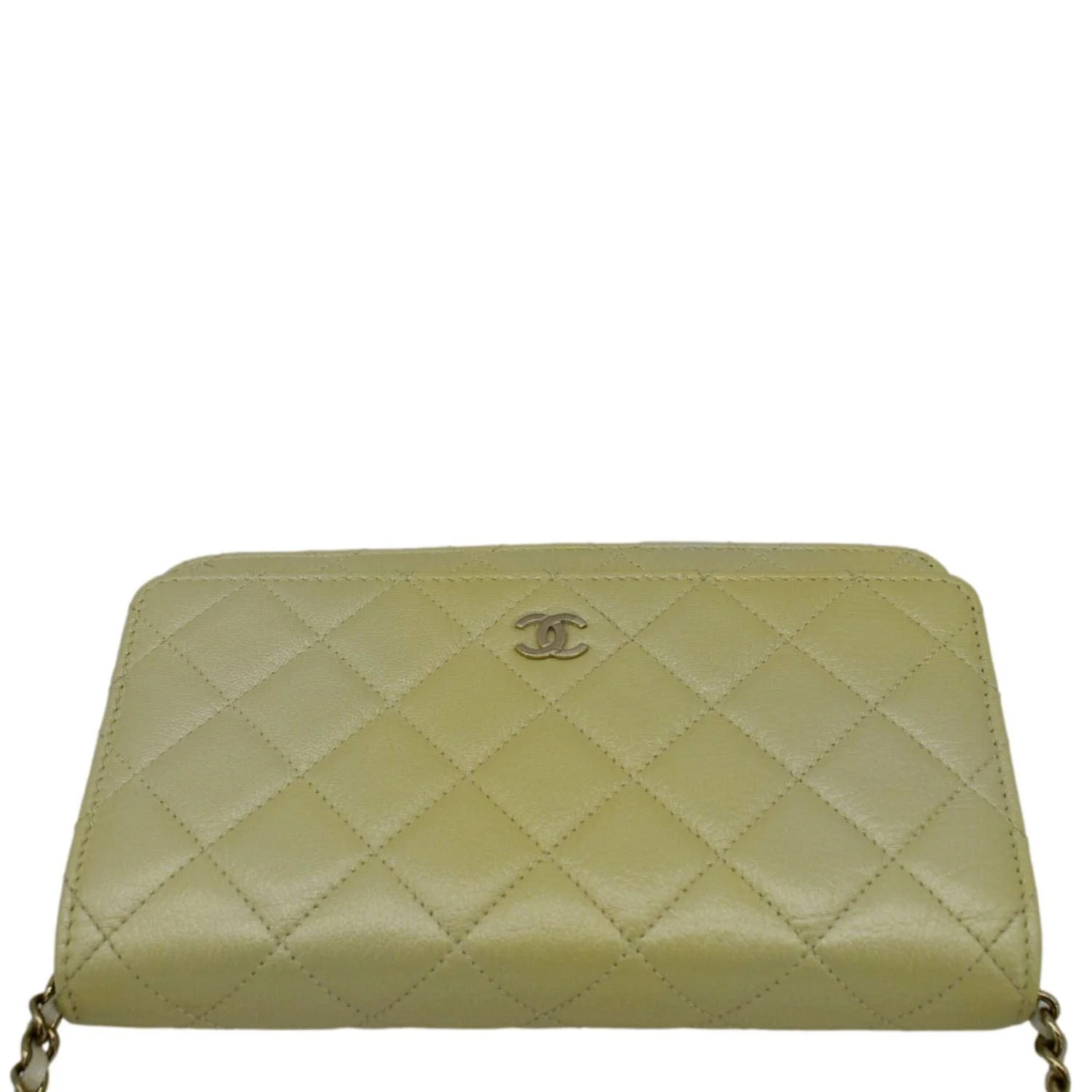 CHANEL WOC Quilted Leather Crossbody Bag Light Green - Image 4