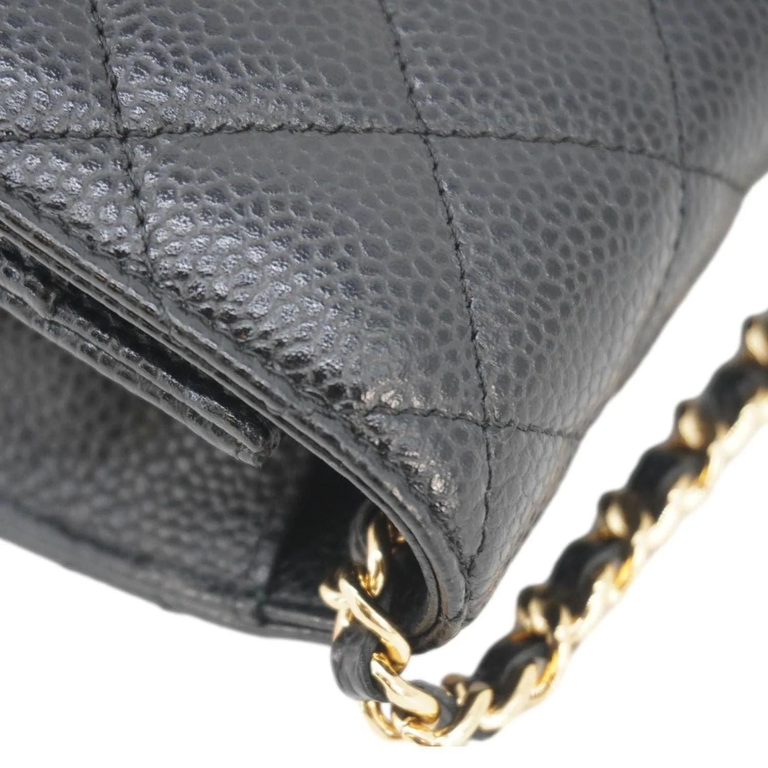 CHANEL Wallet On Chain Quilted Caviar Leather Crossbody Bag Black - Image 7