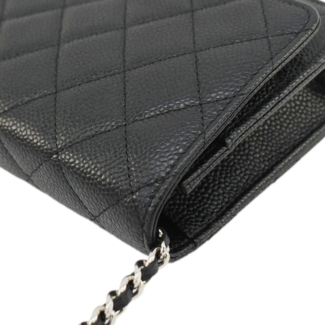 CHANEL Wallet On Chain Quilted Caviar Leather Crossbody Bag Black - Image 7