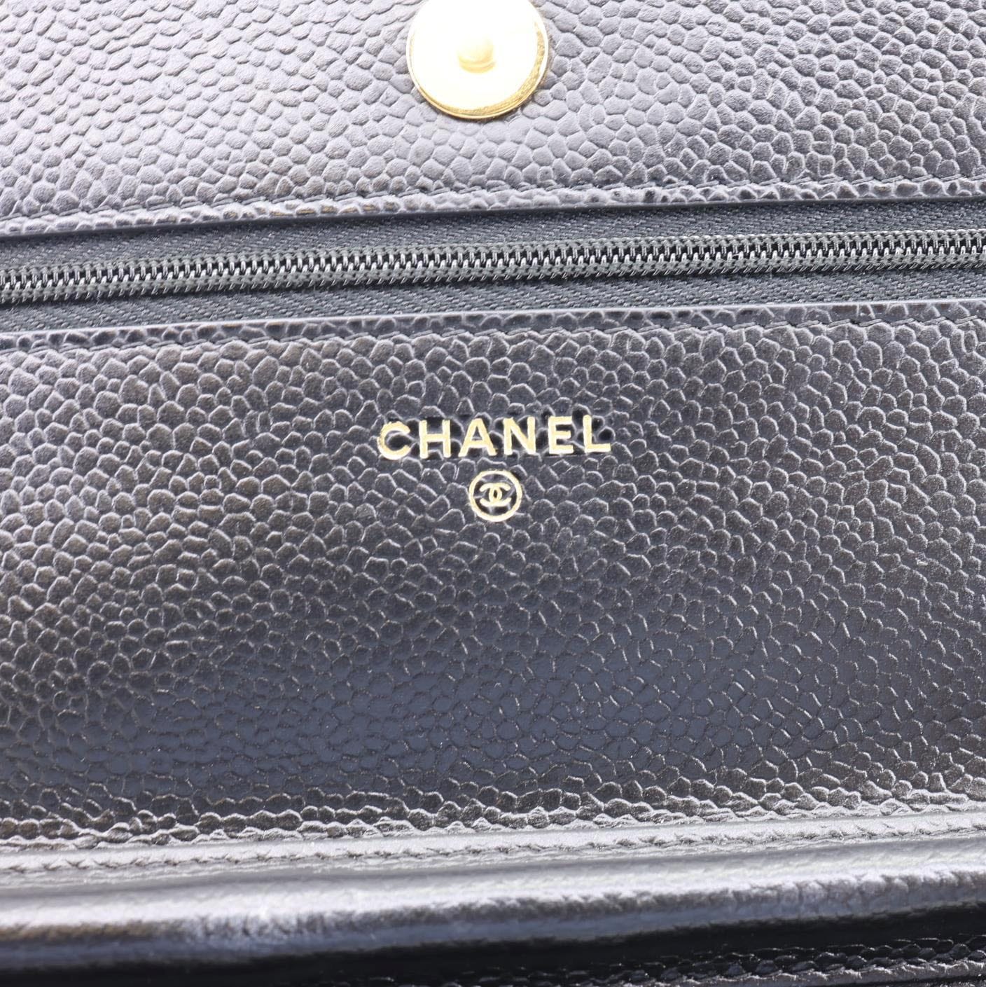 CHANEL Wallet On Chain Quilted Caviar Leather Crossbody Bag Black - Image 13