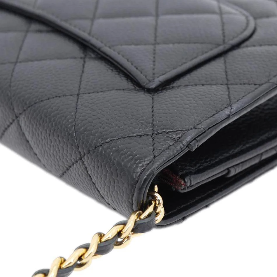 CHANEL Wallet On Chain Quilted Caviar Leather Crossbody Bag Black - Image 6