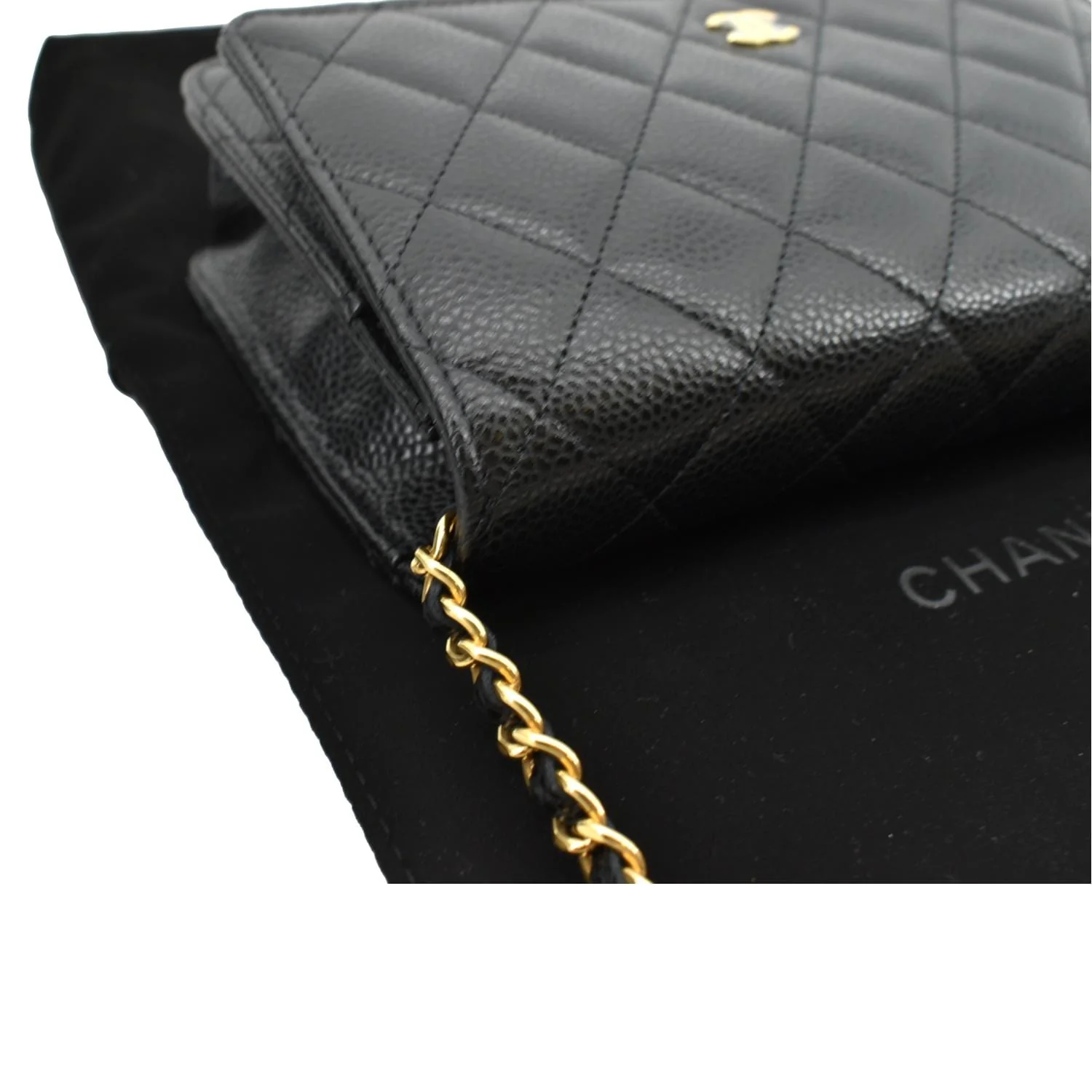 CHANEL CC WOC Caviar Leather Wallet On Chain Shoulder Bag Black - Image 6