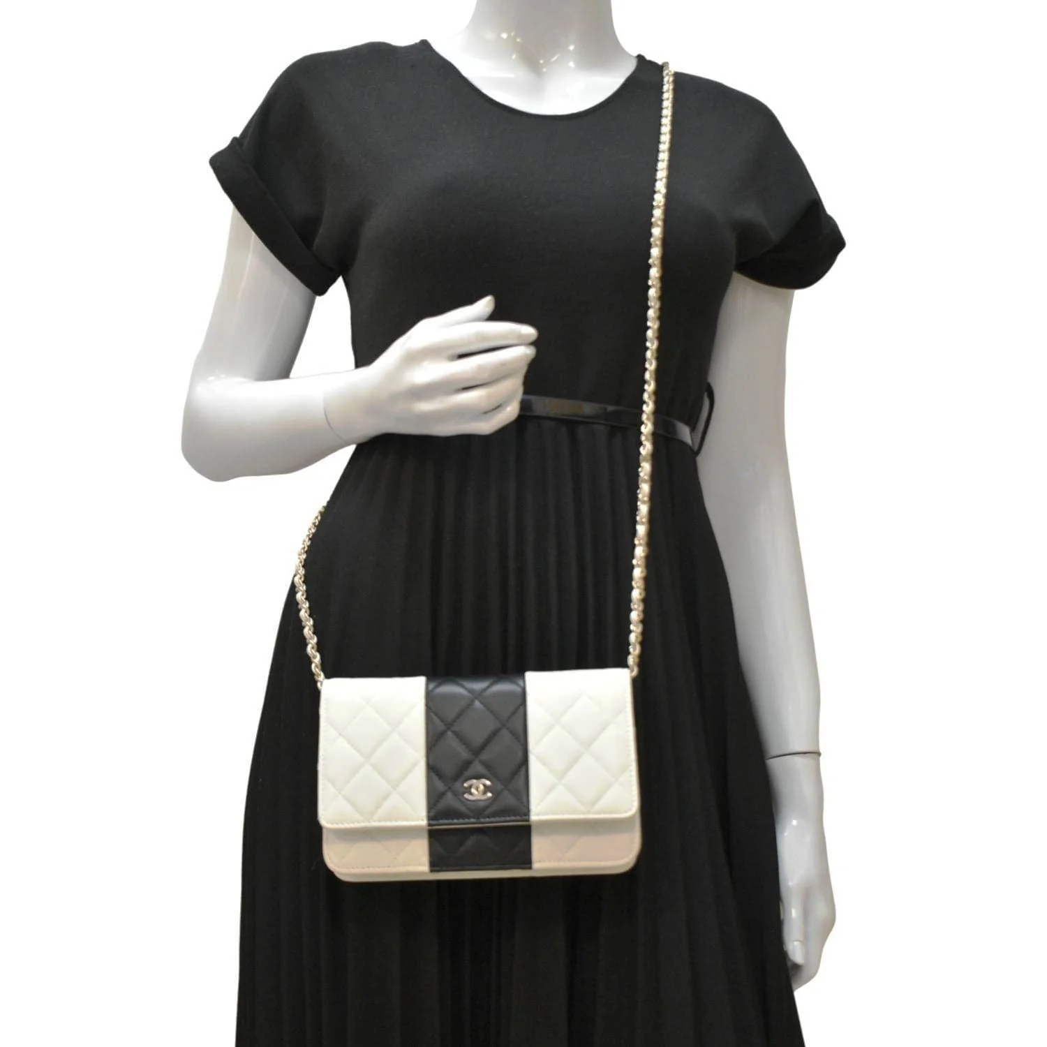 CHANEL WOC Quilted Leather Crossbody Bag White - Image 2