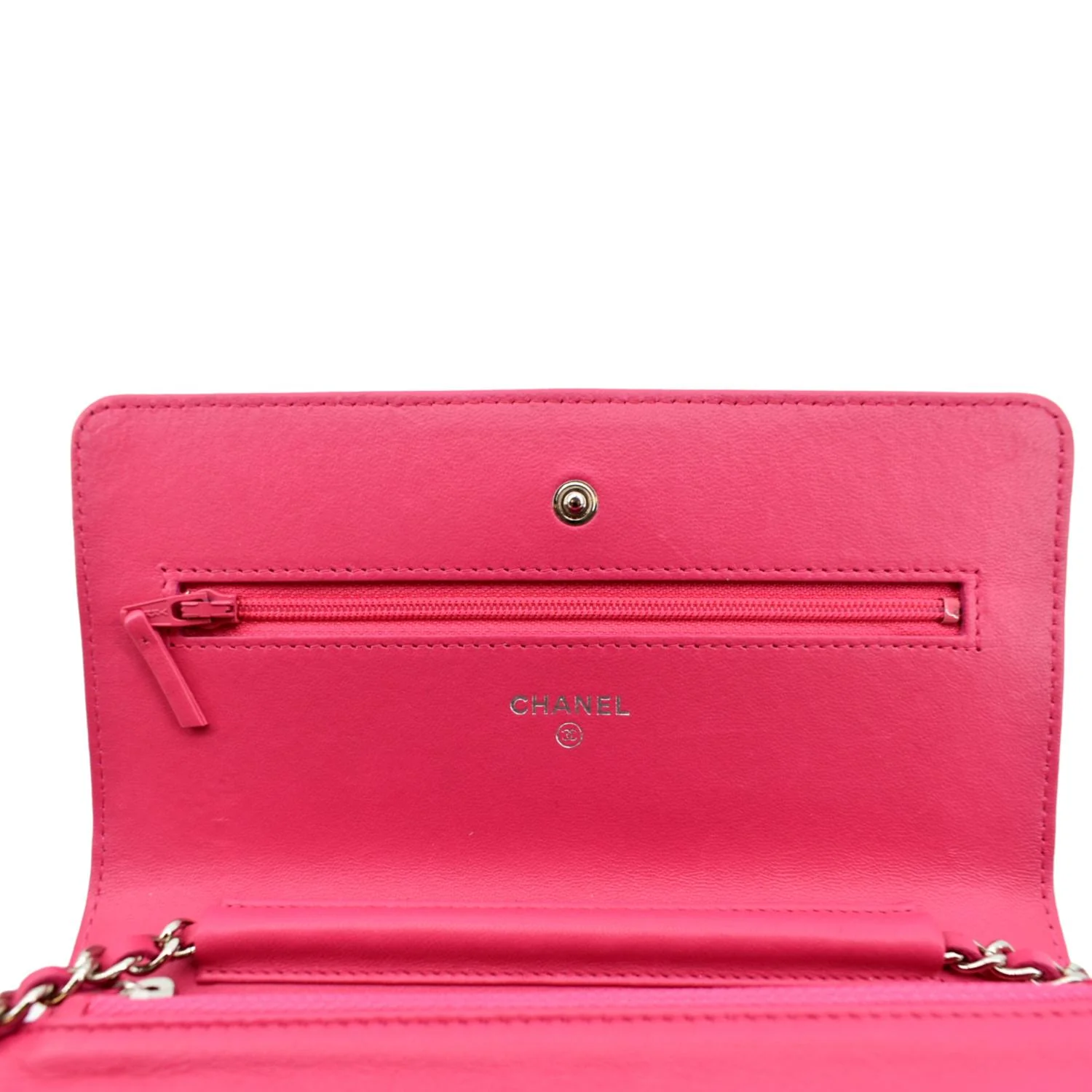 CHANEL WOC Quilted Leather Crossbody Wallet Fuchsia Pink - Image 12