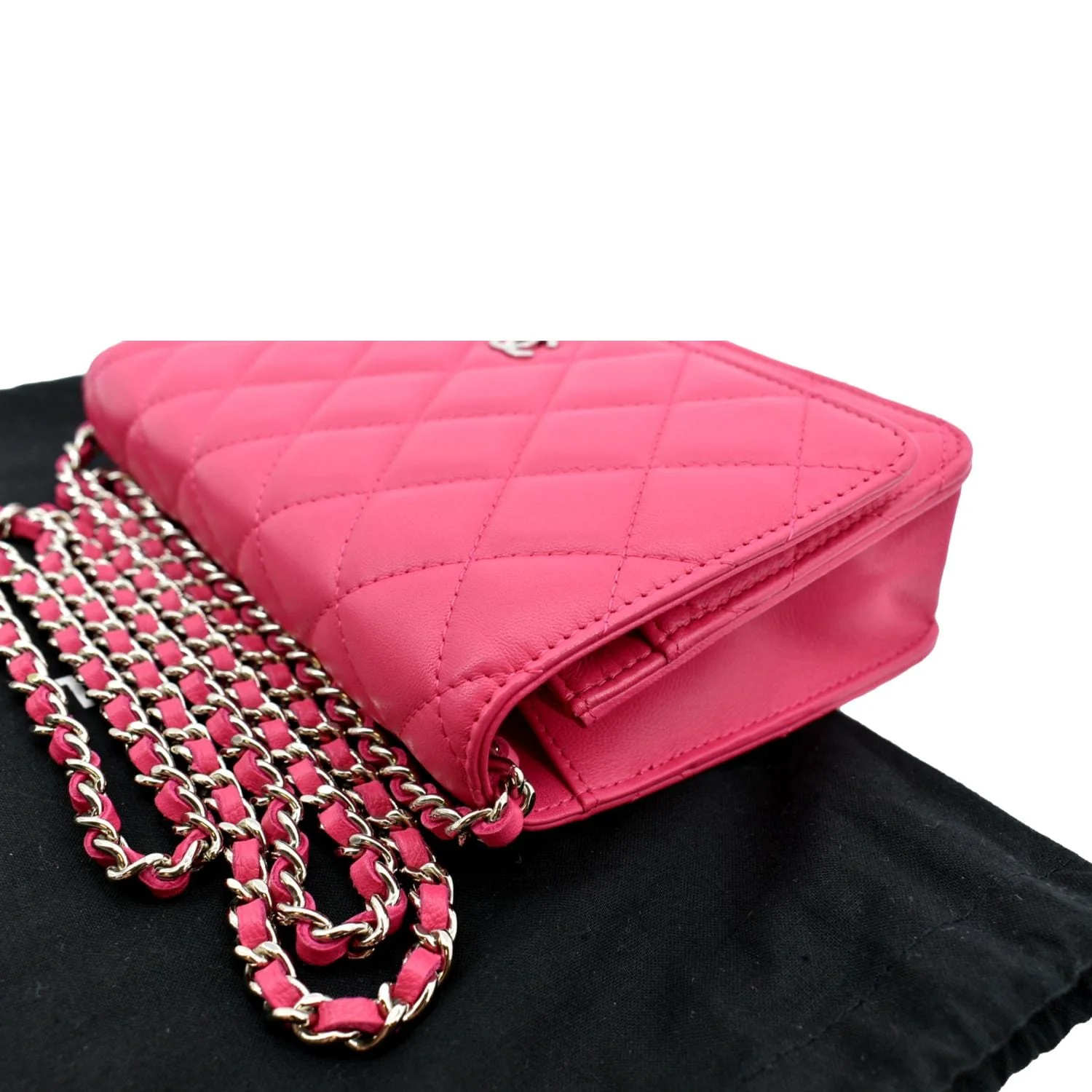 CHANEL WOC Quilted Leather Crossbody Wallet Fuchsia Pink - Image 5