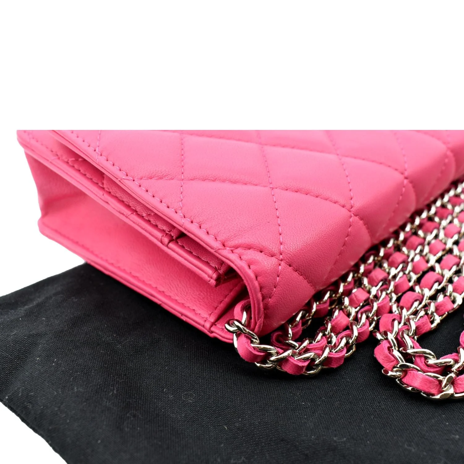 CHANEL WOC Quilted Leather Crossbody Wallet Fuchsia Pink - Image 6