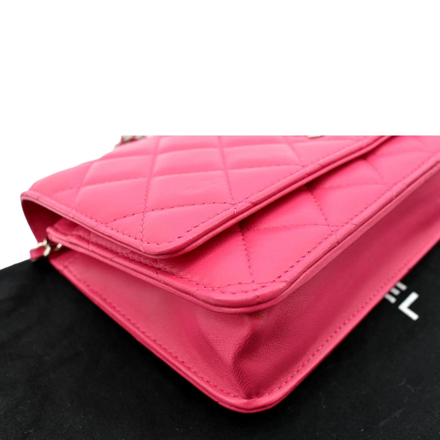 CHANEL WOC Quilted Leather Crossbody Wallet Fuchsia Pink - Image 8