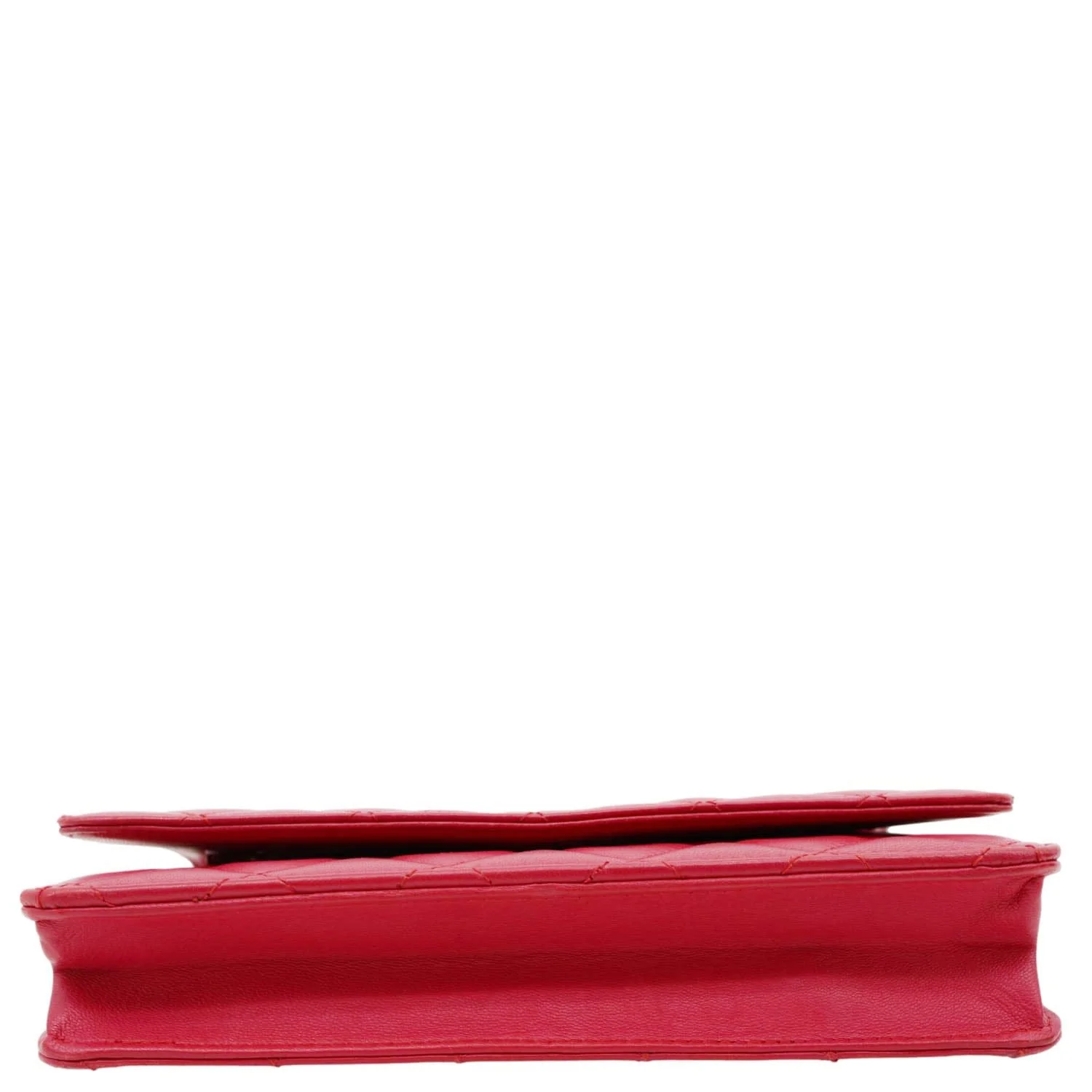 CHANEL Quilted Lambskin Leather Wallet On Chain Bag Dark Pink - Image 11
