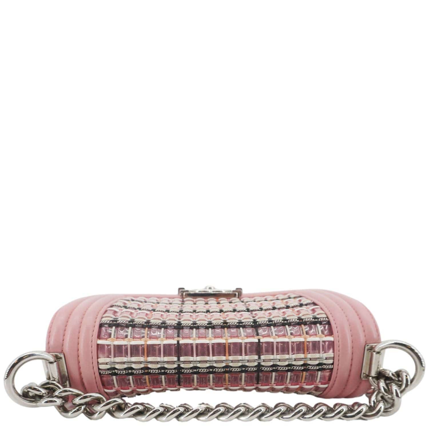 CHANEL Boy Flap Small  Woven Leather Shoulder Bag Pink - Image 5