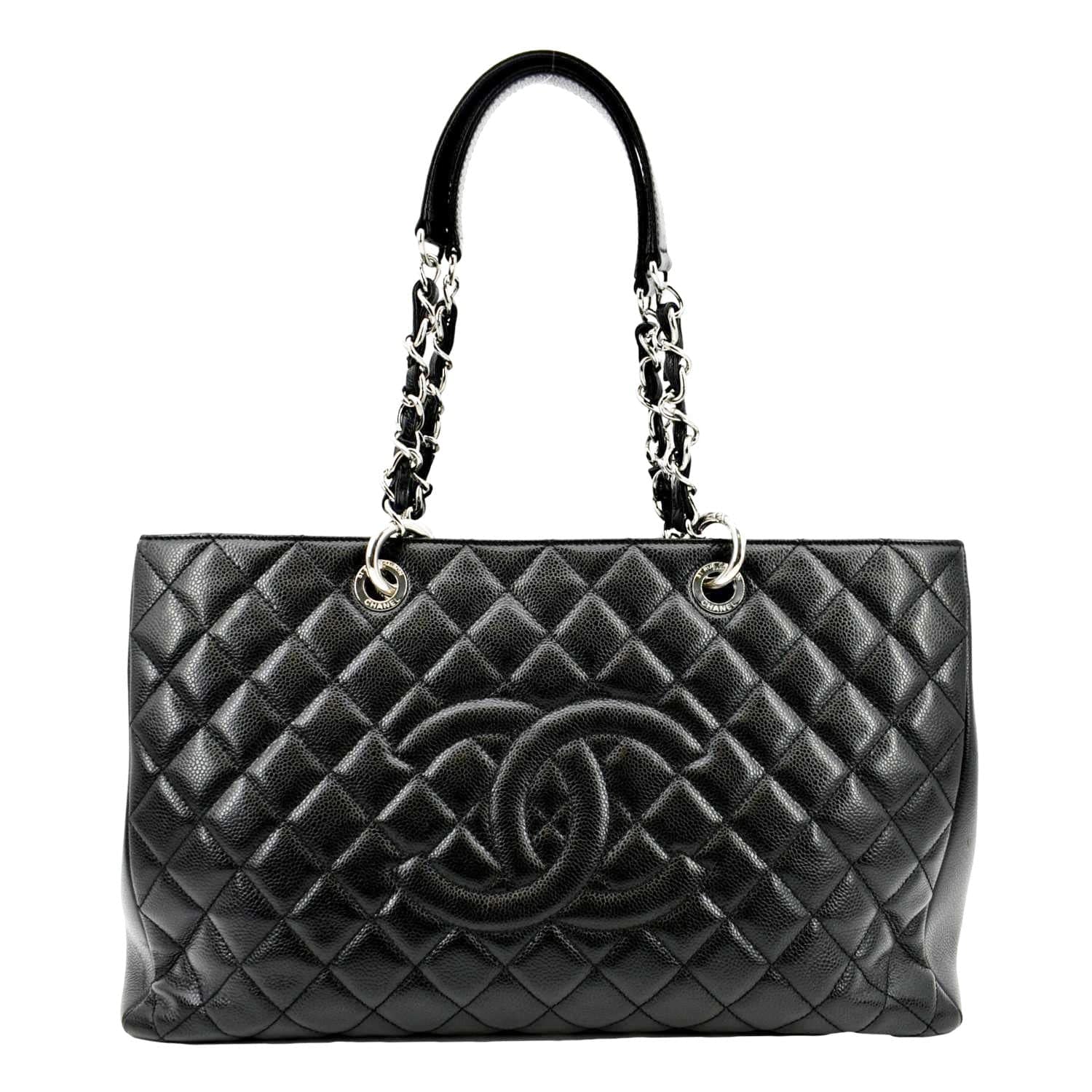 CHANEL XL Grand Quilted Caviar Leather Shopping Tote Bag Black - Image 3