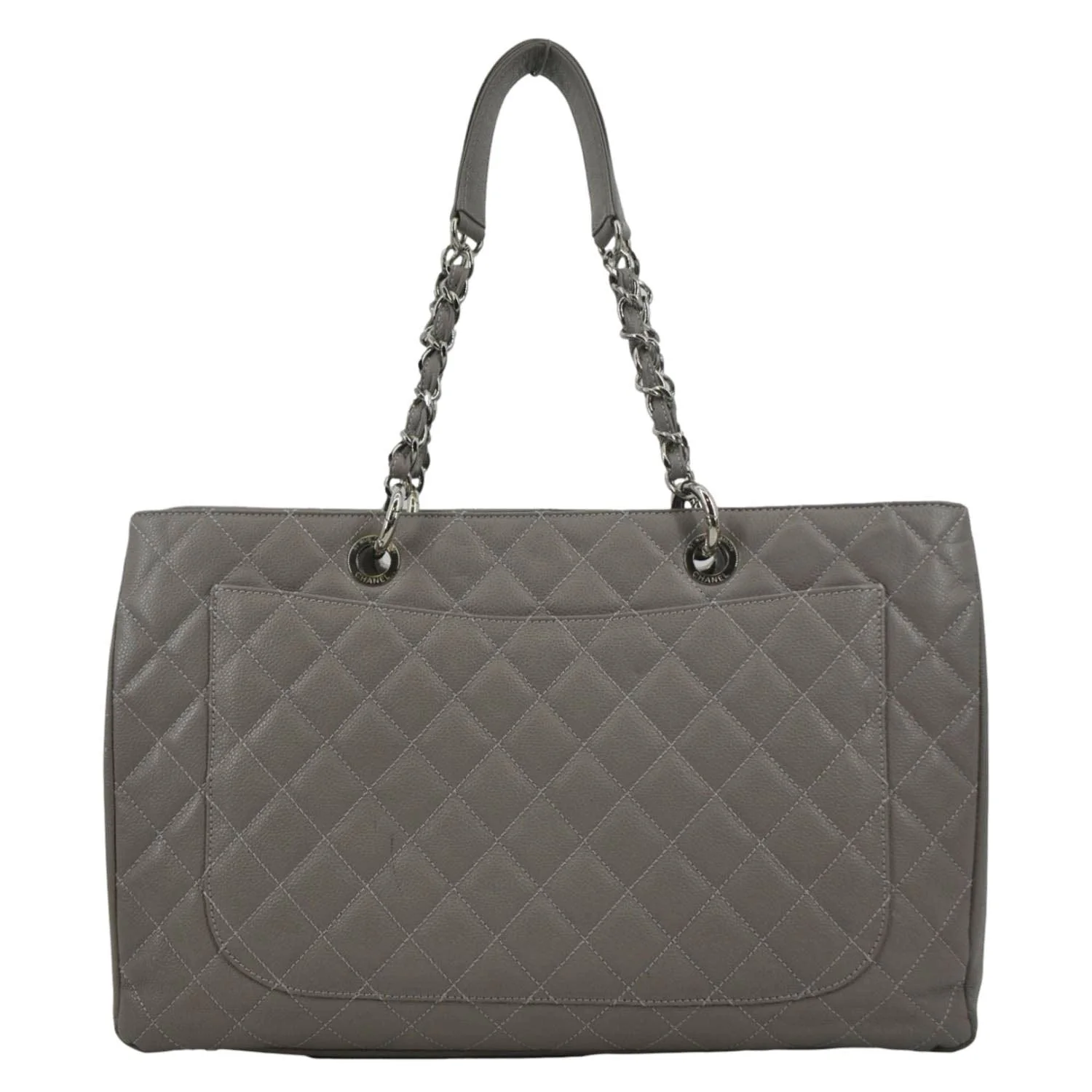 CHANEL XL Quilted Caviar Leather Shopping Tote Bag Gray - Image 3