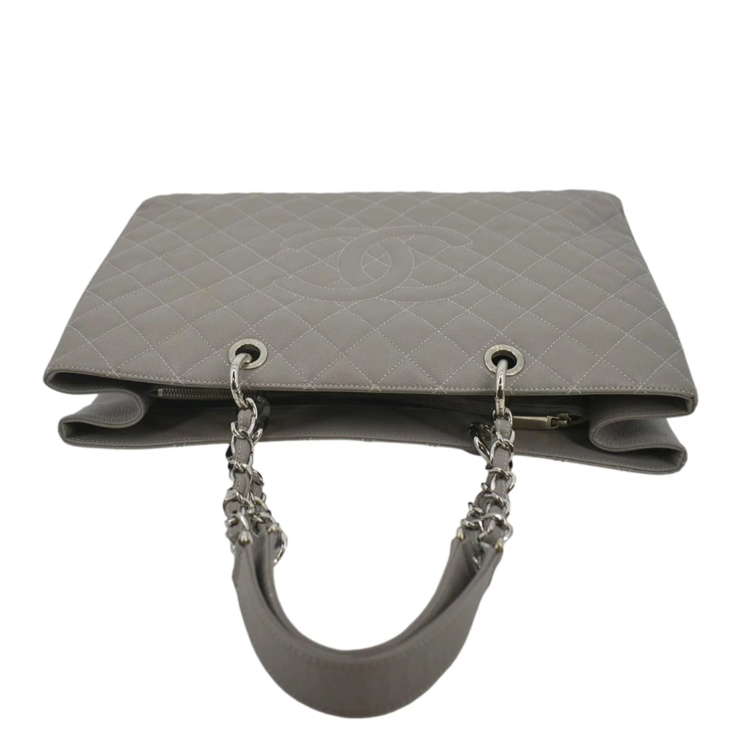 CHANEL XL Quilted Caviar Leather Shopping Tote Bag Gray - Image 4