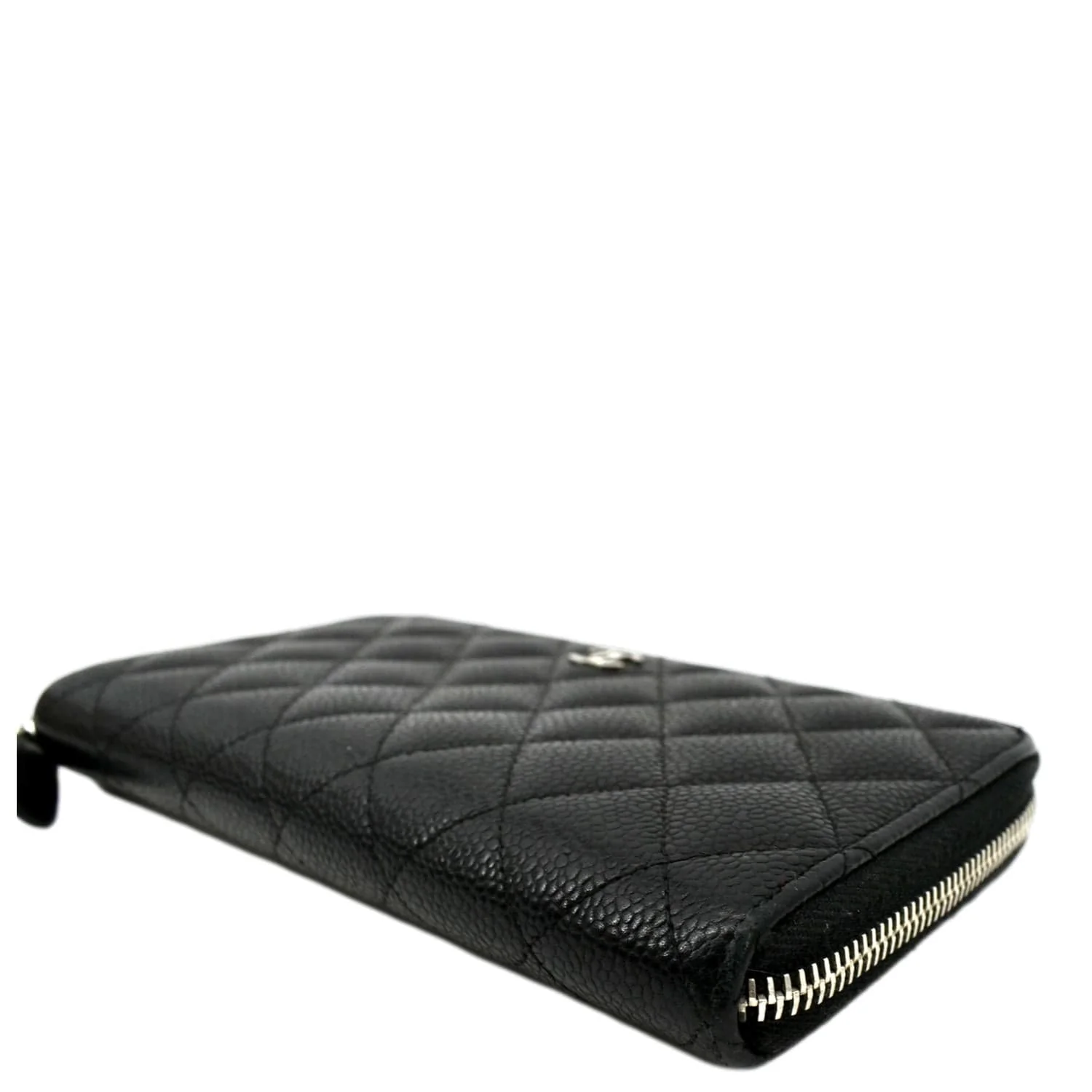 CHANEL Zip Around Quilted Caviar Leather Wallet Black - Image 6