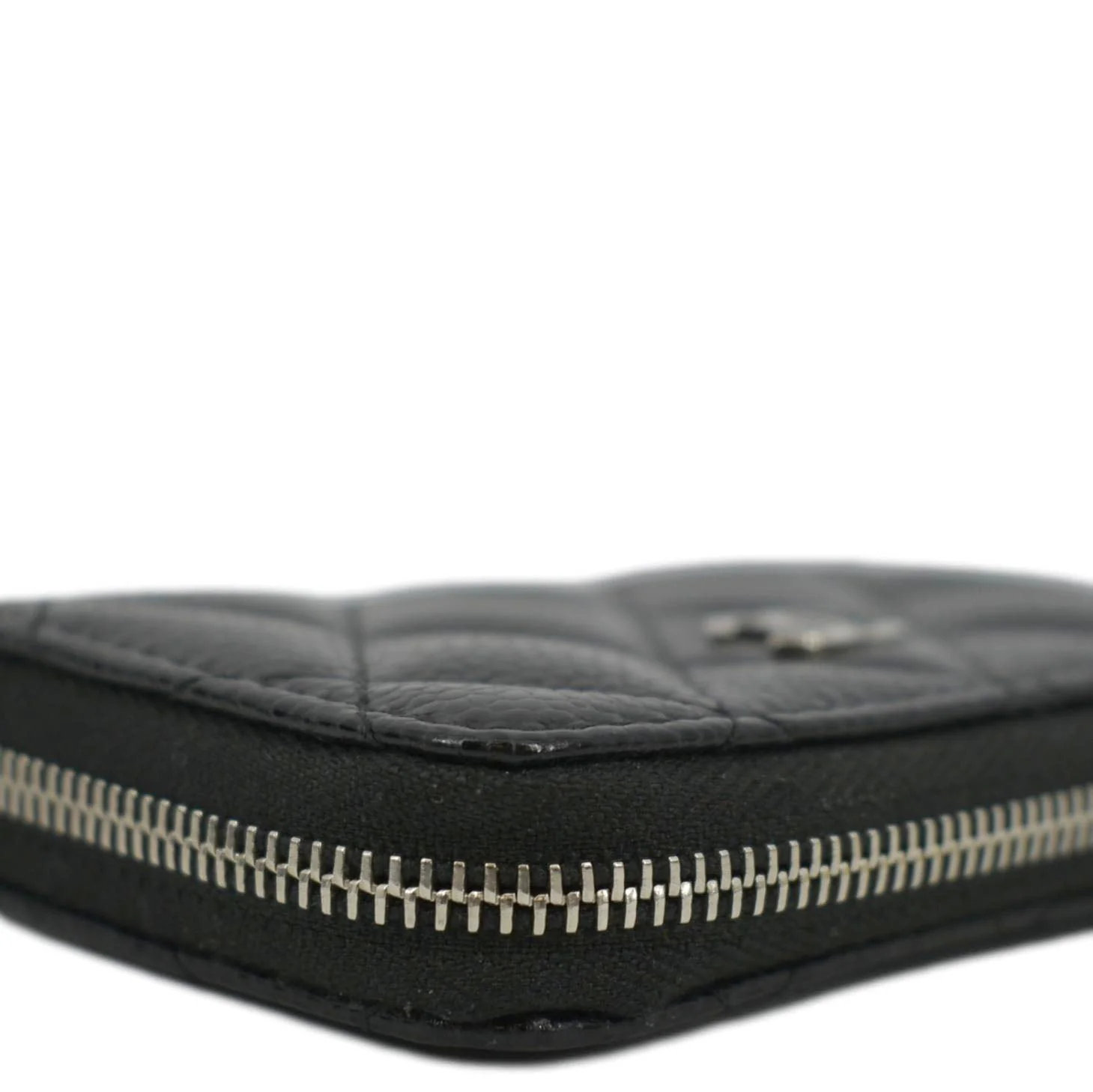 CHANEL Zip Around small Quilted Caviar Leather Wallet Black - Image 8