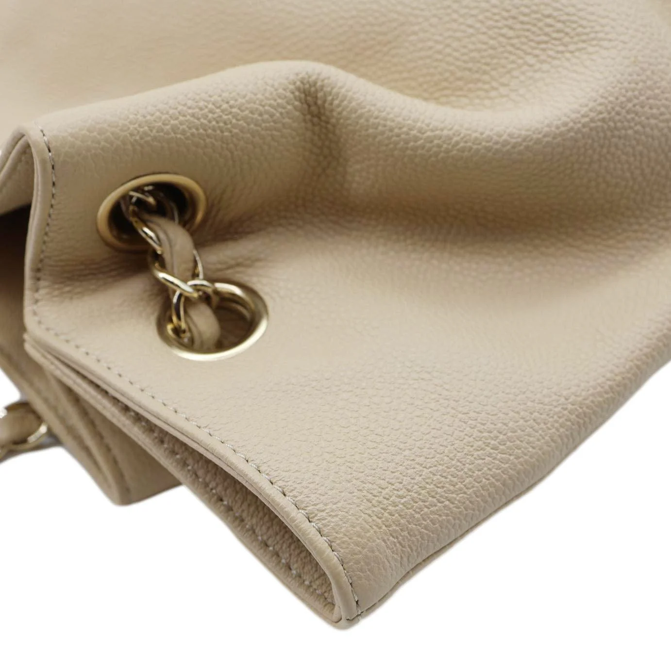 CHANEL Zip Carry Crumpled Grained Calfskin leather Shopping Tote Bag Beige - Image 8