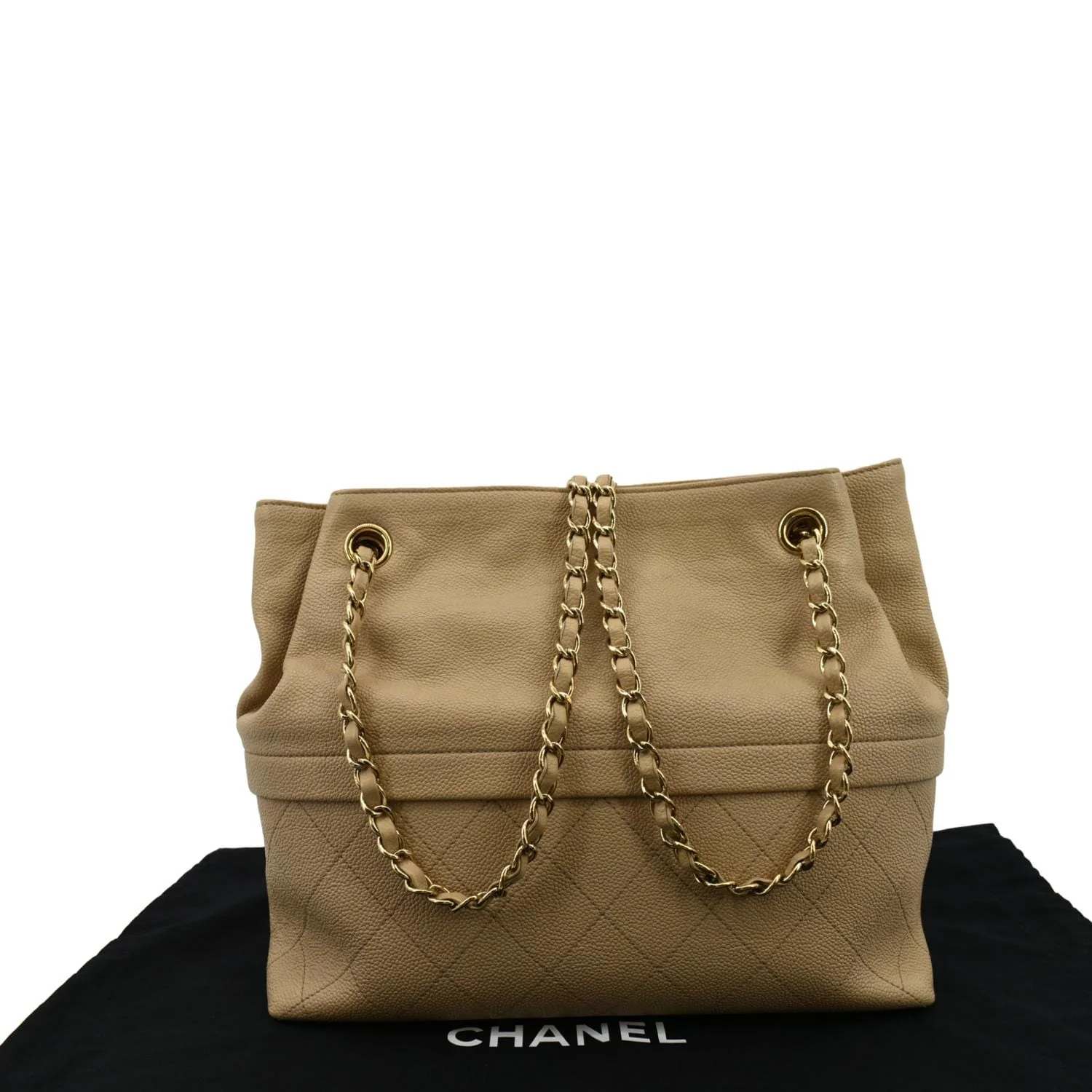 CHANEL Zip Carry Grained Calfskin Leather Shopping Tote Bag Beige - Image 3