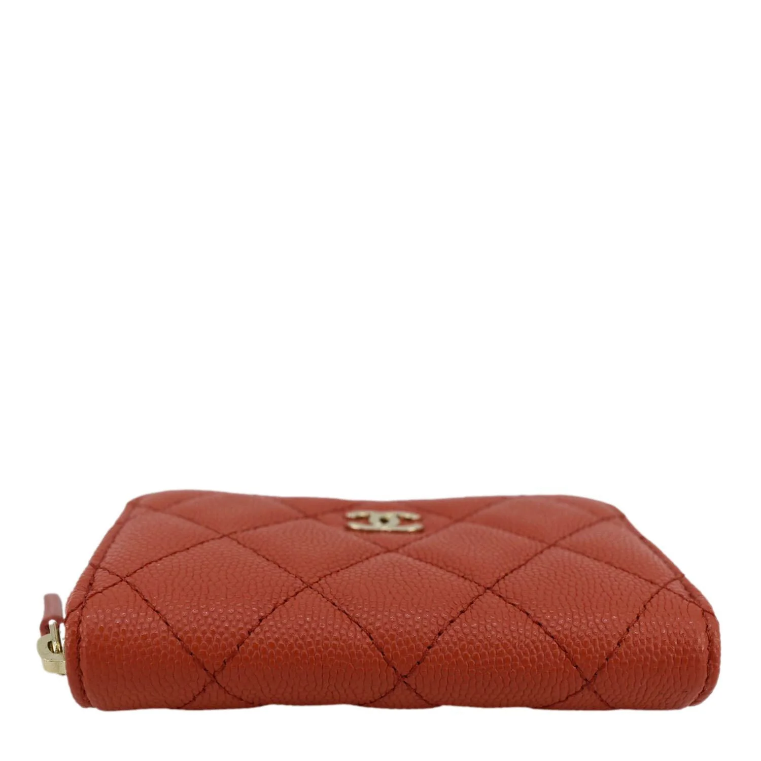 CHANEL Zipped Quilted Caviar Leather Coin Purse Red - Image 11