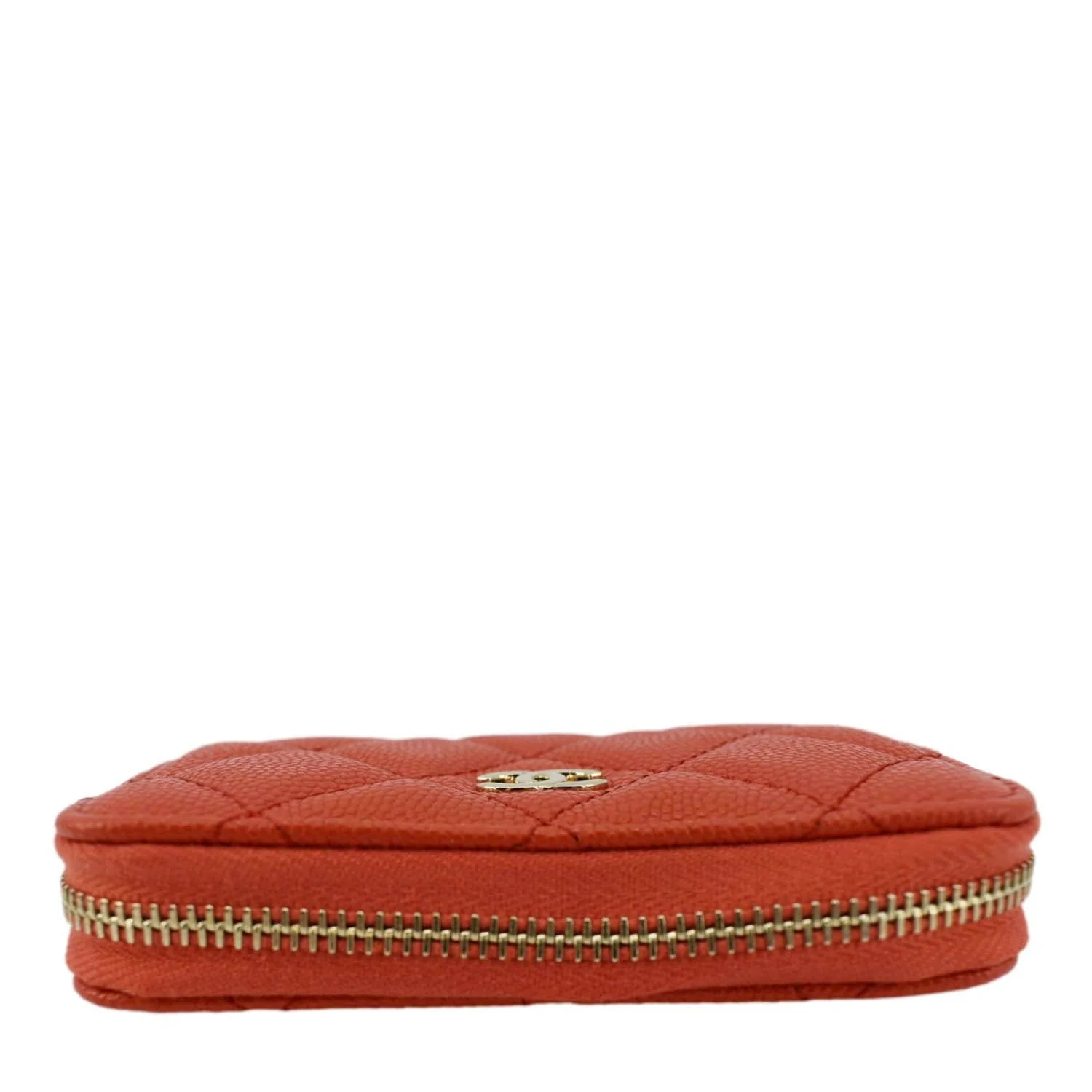 CHANEL Zipped Quilted Caviar Leather Coin Purse Red - Image 3