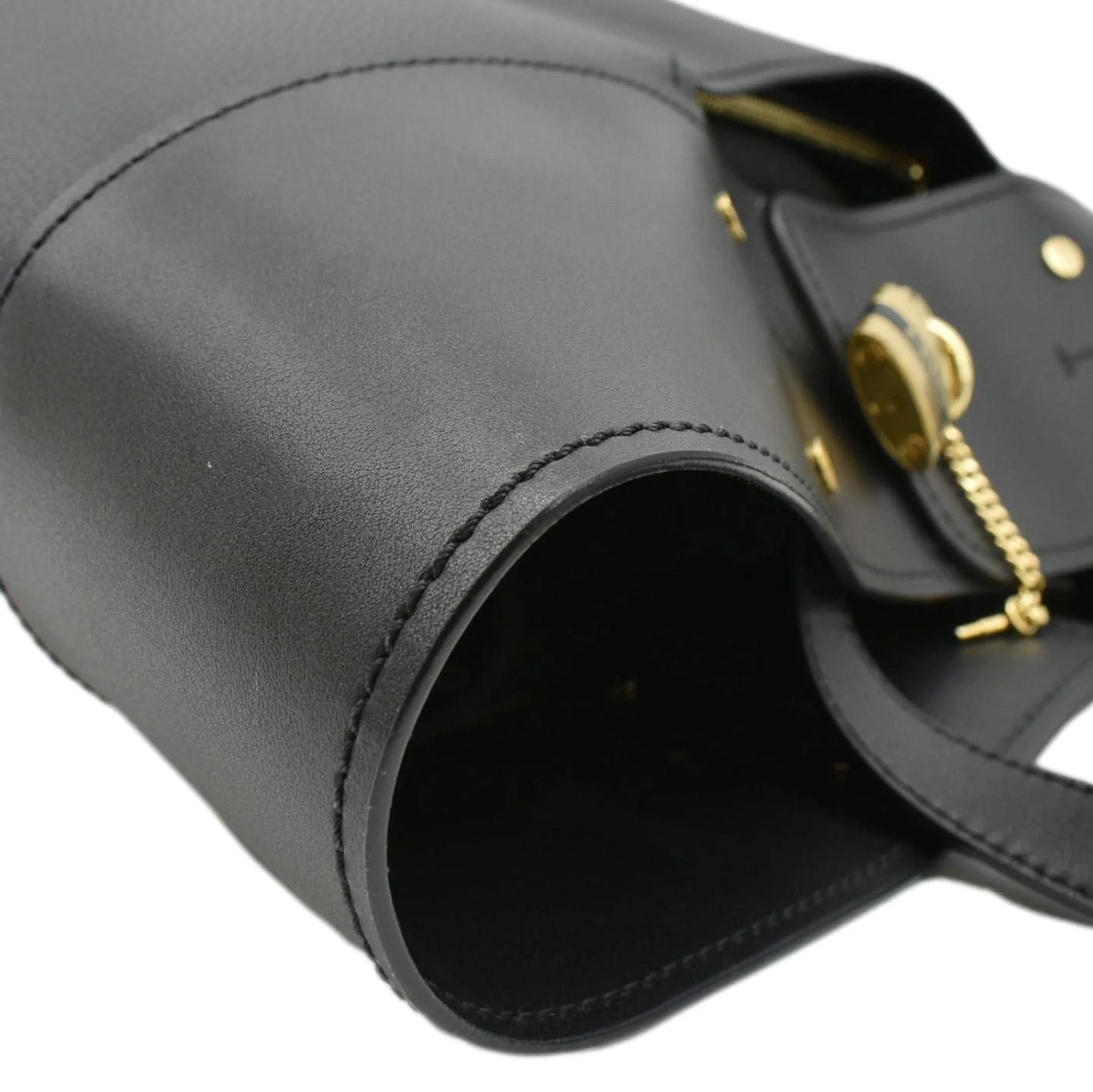 CHLOE Aby Medium Leather Tote Shoulder Bag Black - Image 10