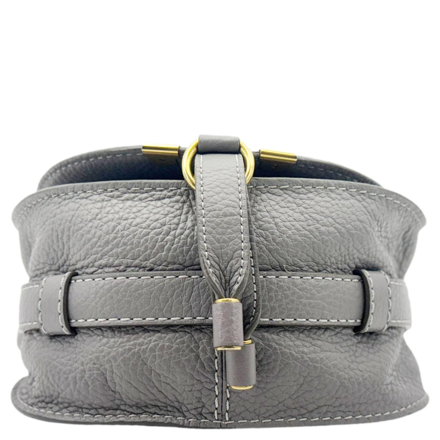CHLOE Marcie Small Calfskin Leather Round Crossbody Bag Grey - Image 10