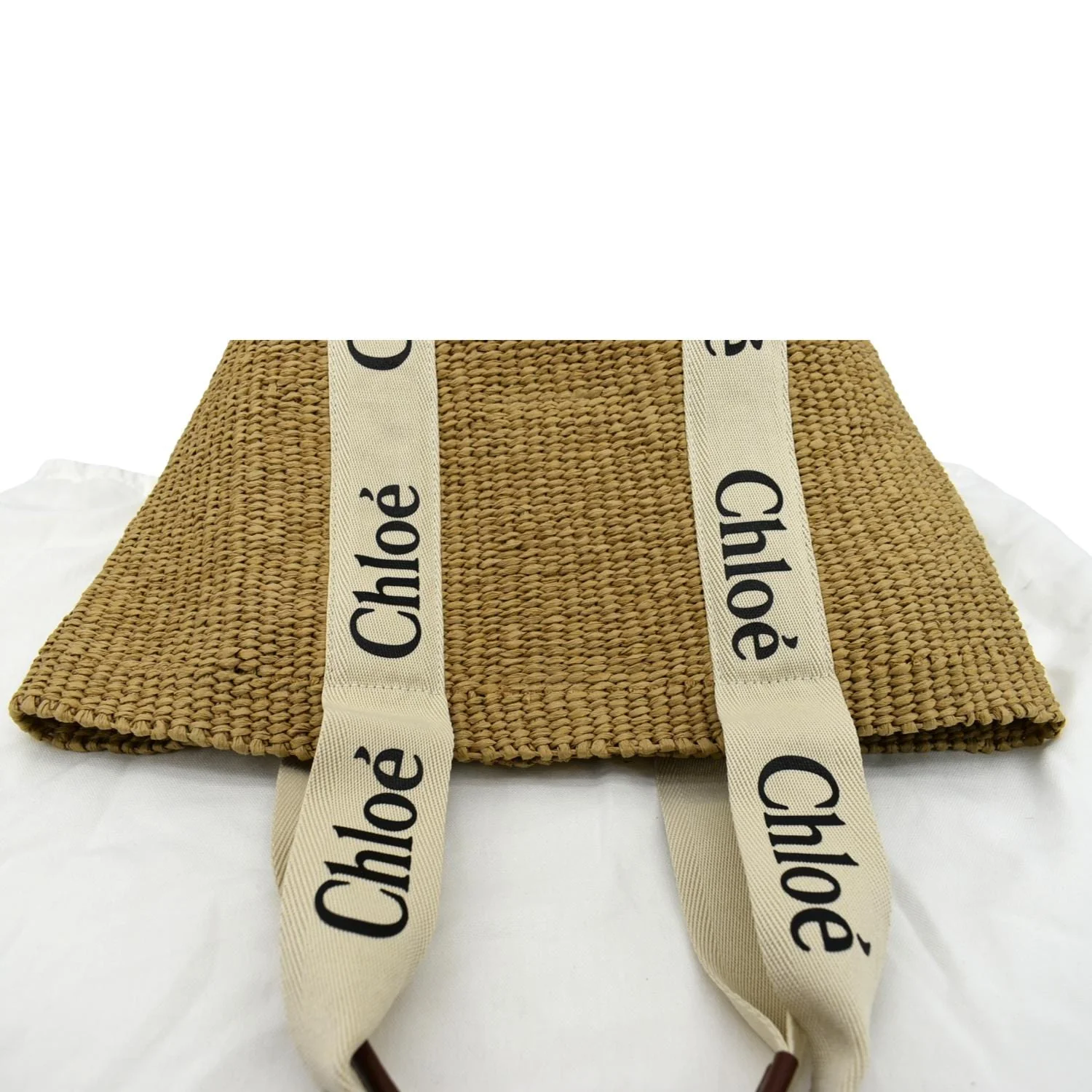 CHLOE Woody Large Raffia Basket Tote Bag Beige - Image 5