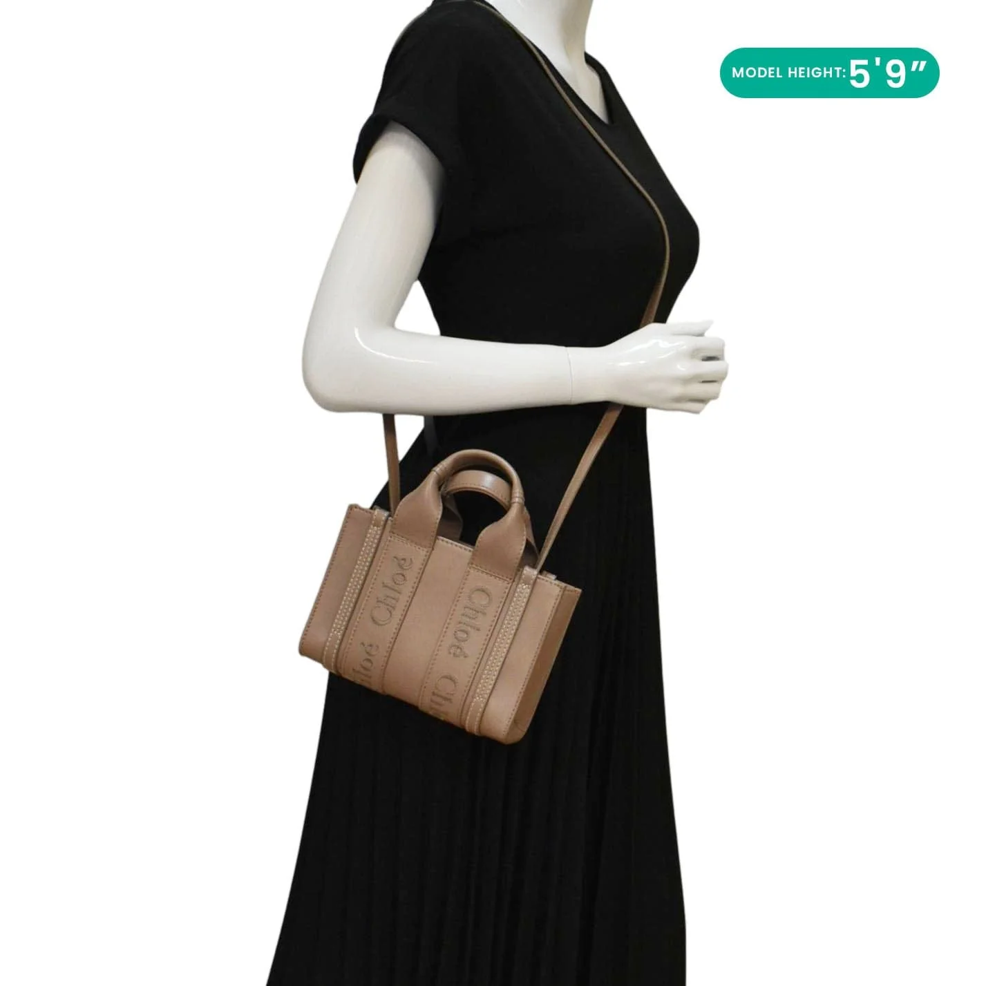 CHLOE Woody Calfskin Leather Tote Bag Brown - Image 2
