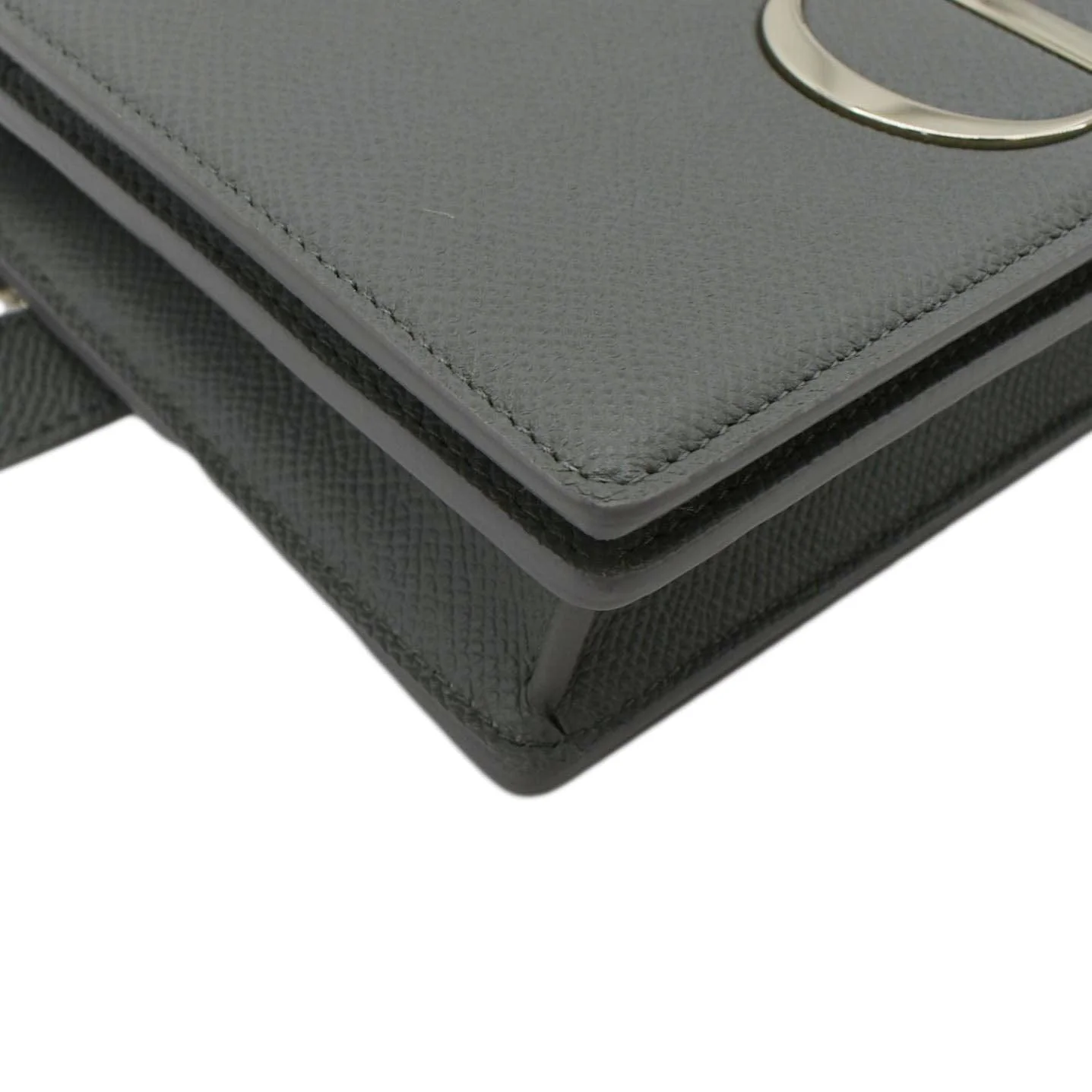 CHRISTIAN DIOR 30 Montaigne 2 in 1 Grained Calfskin Leather Pouch Dark Grey - Image 7