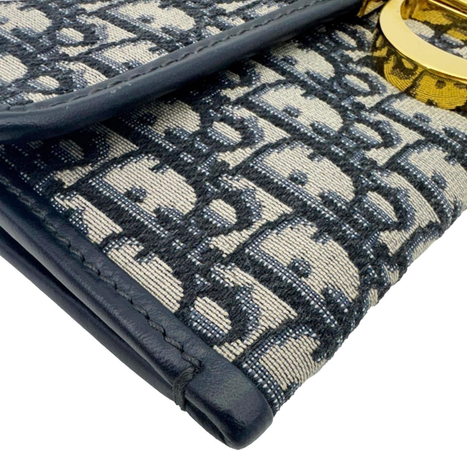CHRISTIAN DIOR 30 Montaigne Oblique Jacquard Crossbody Clutch Bag Navy Blue - Image 6