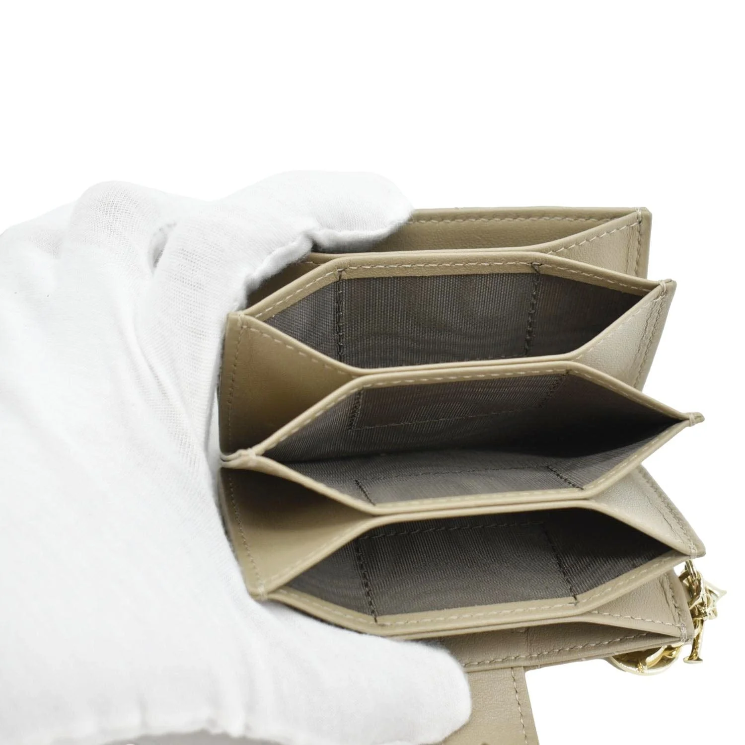 CHRISTIAN DIOR 5 Gusset Leather Card Holder Beige - Image 11