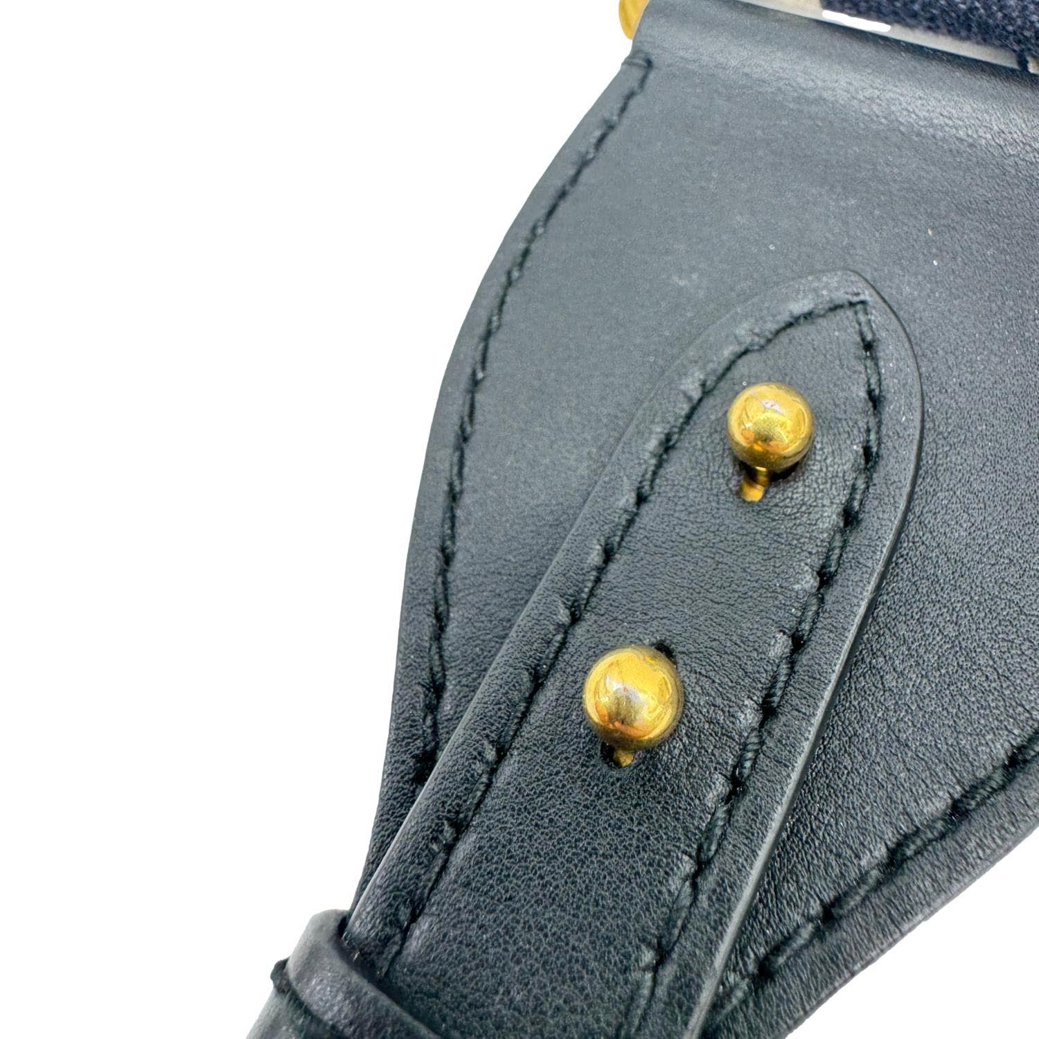 CHRISTIAN DIOR Embroidered Canvas Shoulder Strap Navy Blue - Image 12